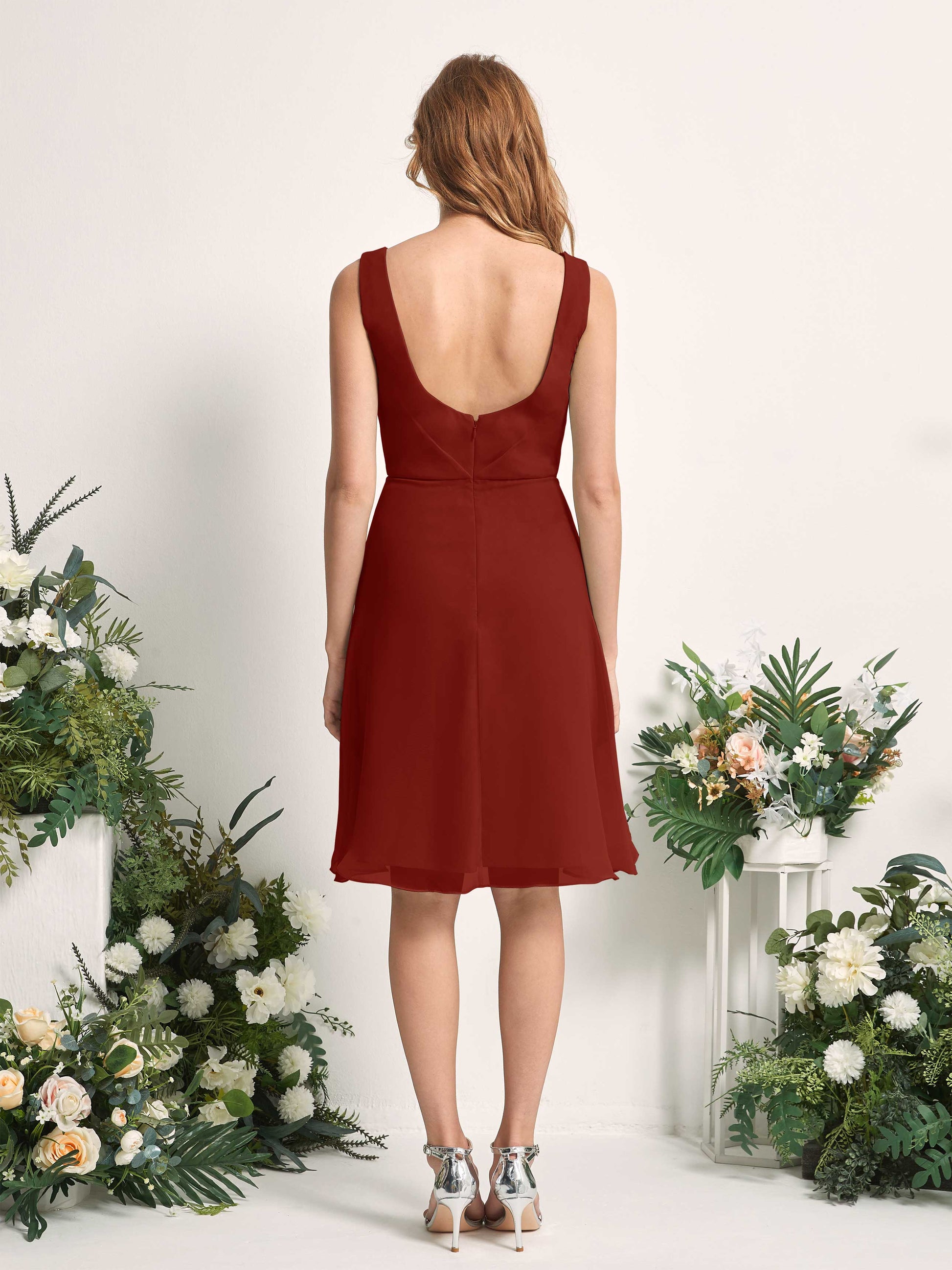 Alisha Rust Sleeveless Midi Dress