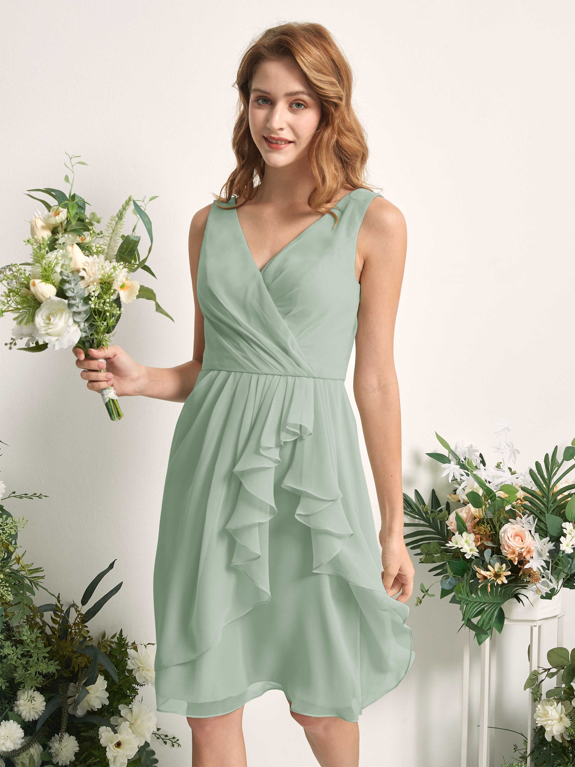 Alisha Sage Green Sleeveless Midi Dress