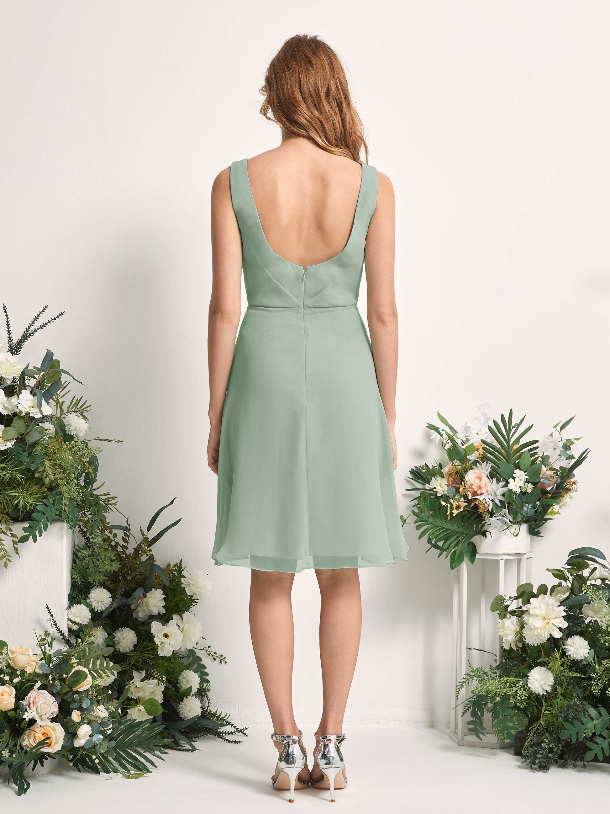 Alisha Sage Green Sleeveless Midi Dress