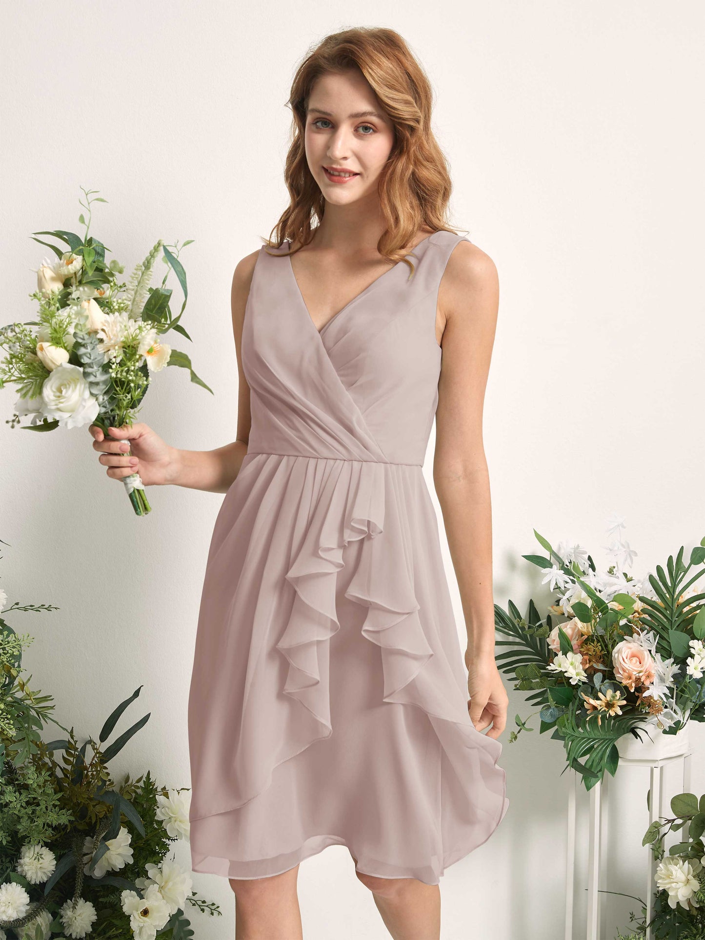 Alisha Taupe Sleeveless Midi Dress