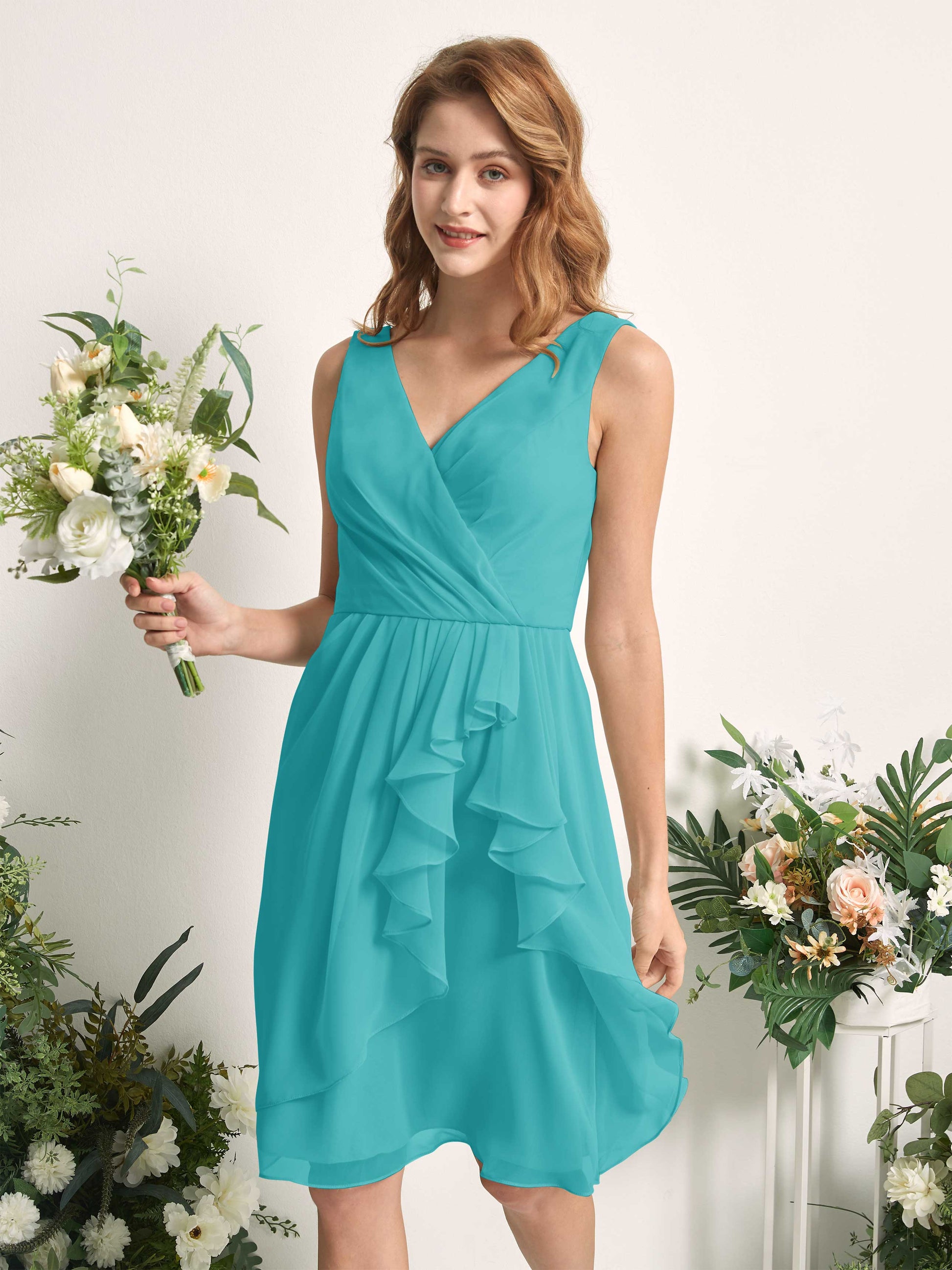 Alisha Turquoise Sleeveless Midi Dress