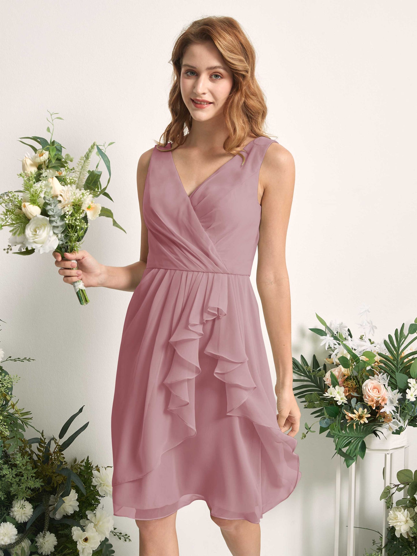 Alisha Vintage Mauve Sleeveless Midi Dress