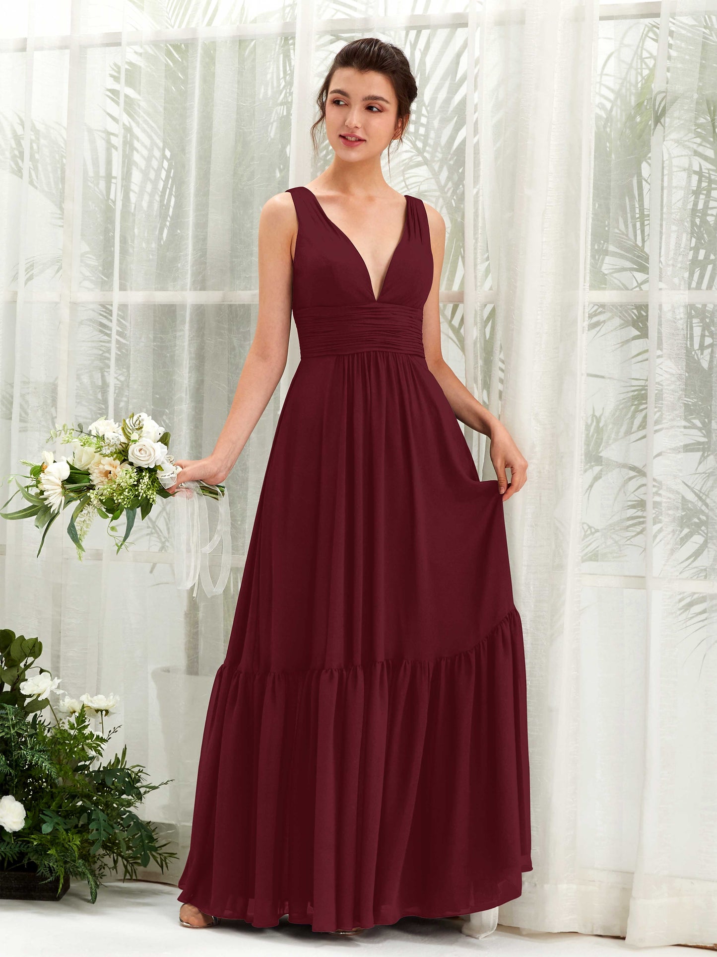 Alissa Burgundy Sleeveless Maxi Dress