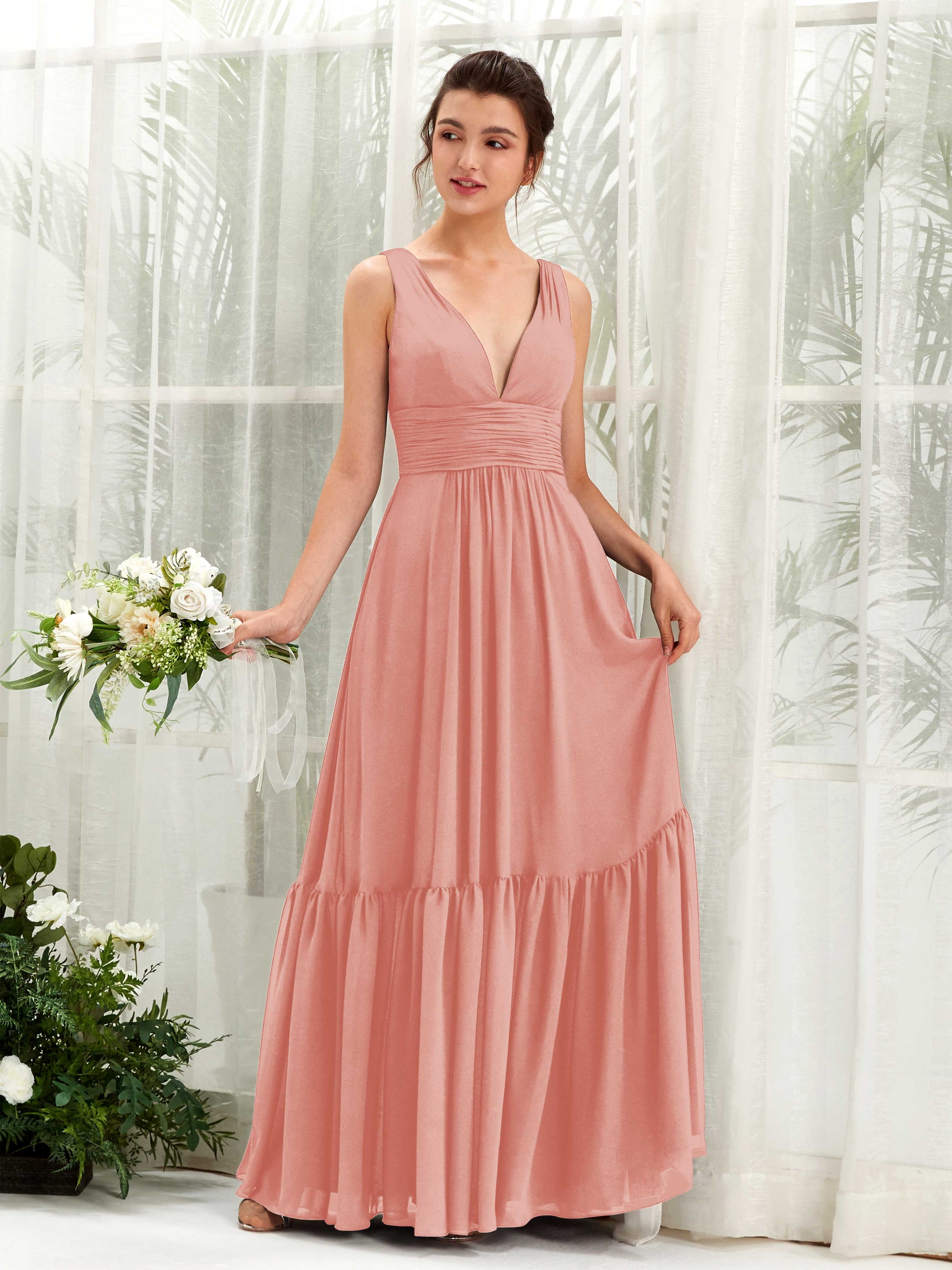 Alissa Champagne Rose Sleeveless Maxi Dress