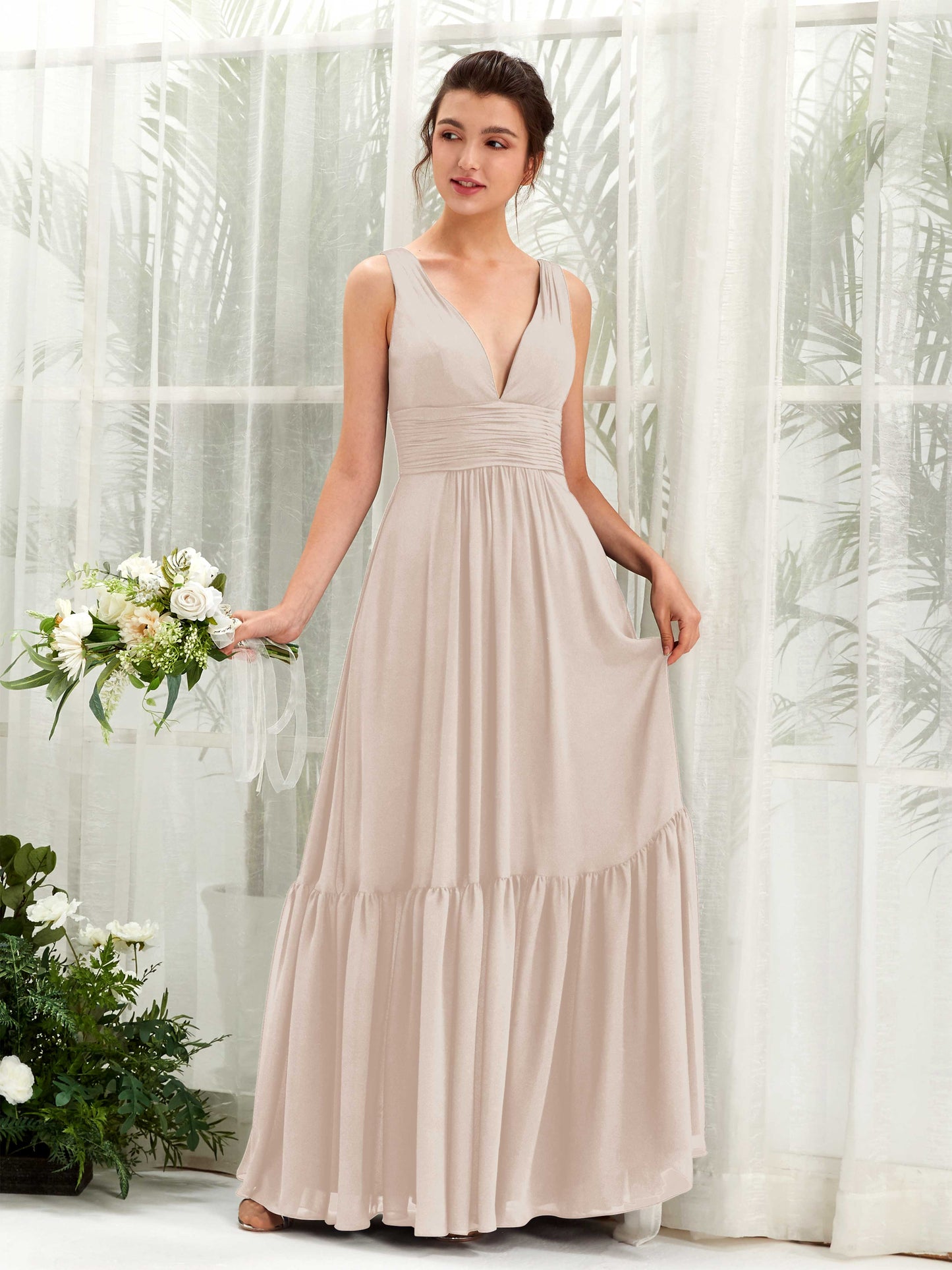 Alissa Champagne Sleeveless Maxi Dress