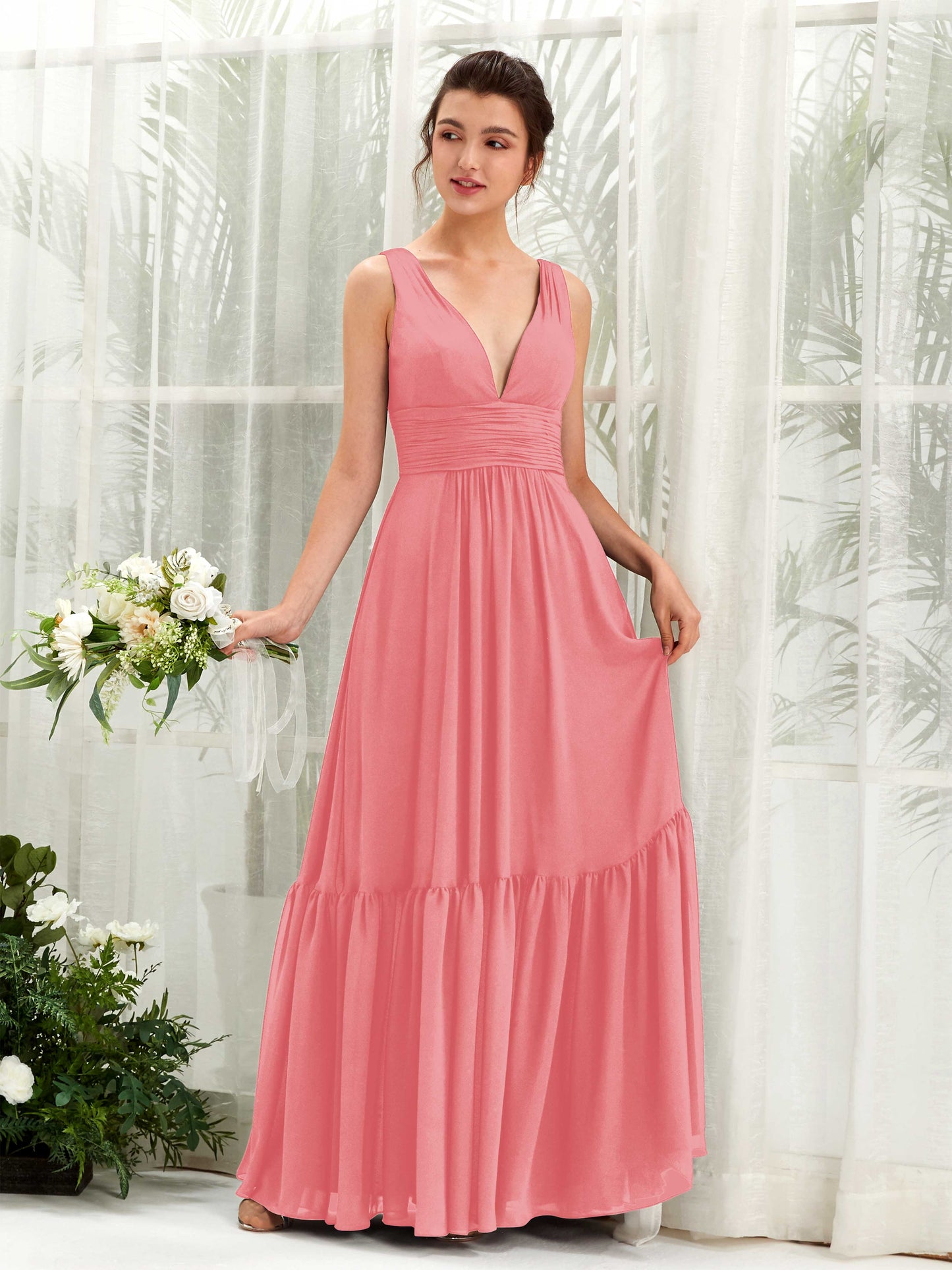 Alissa Coral Pink Sleeveless Maxi Dress