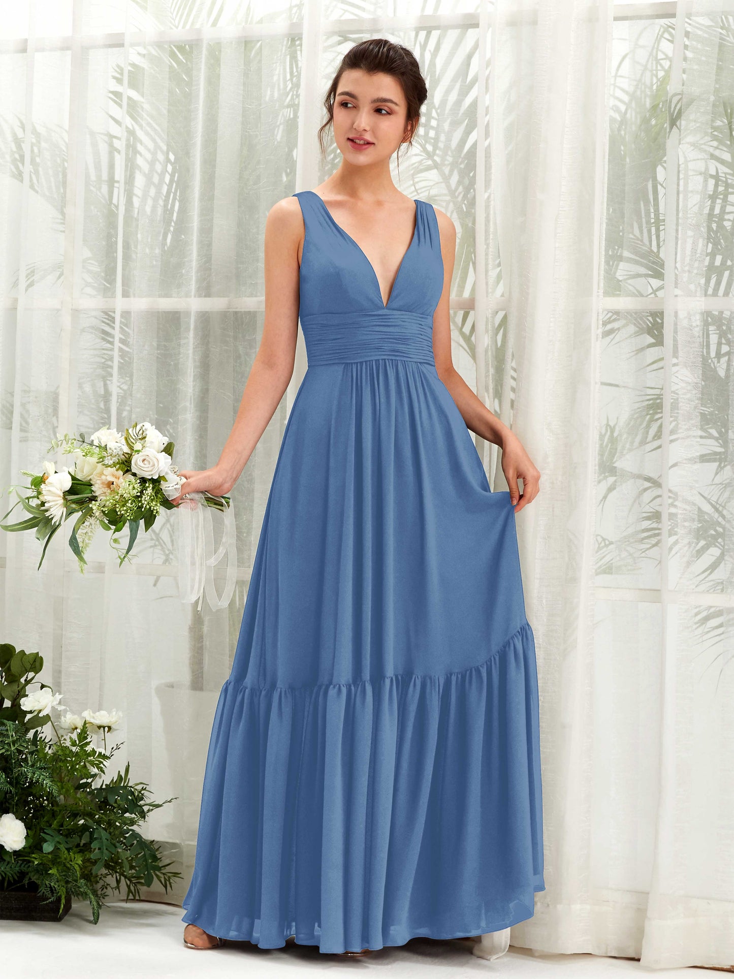 Alissa Dusty Blue Sleeveless Maxi Dress