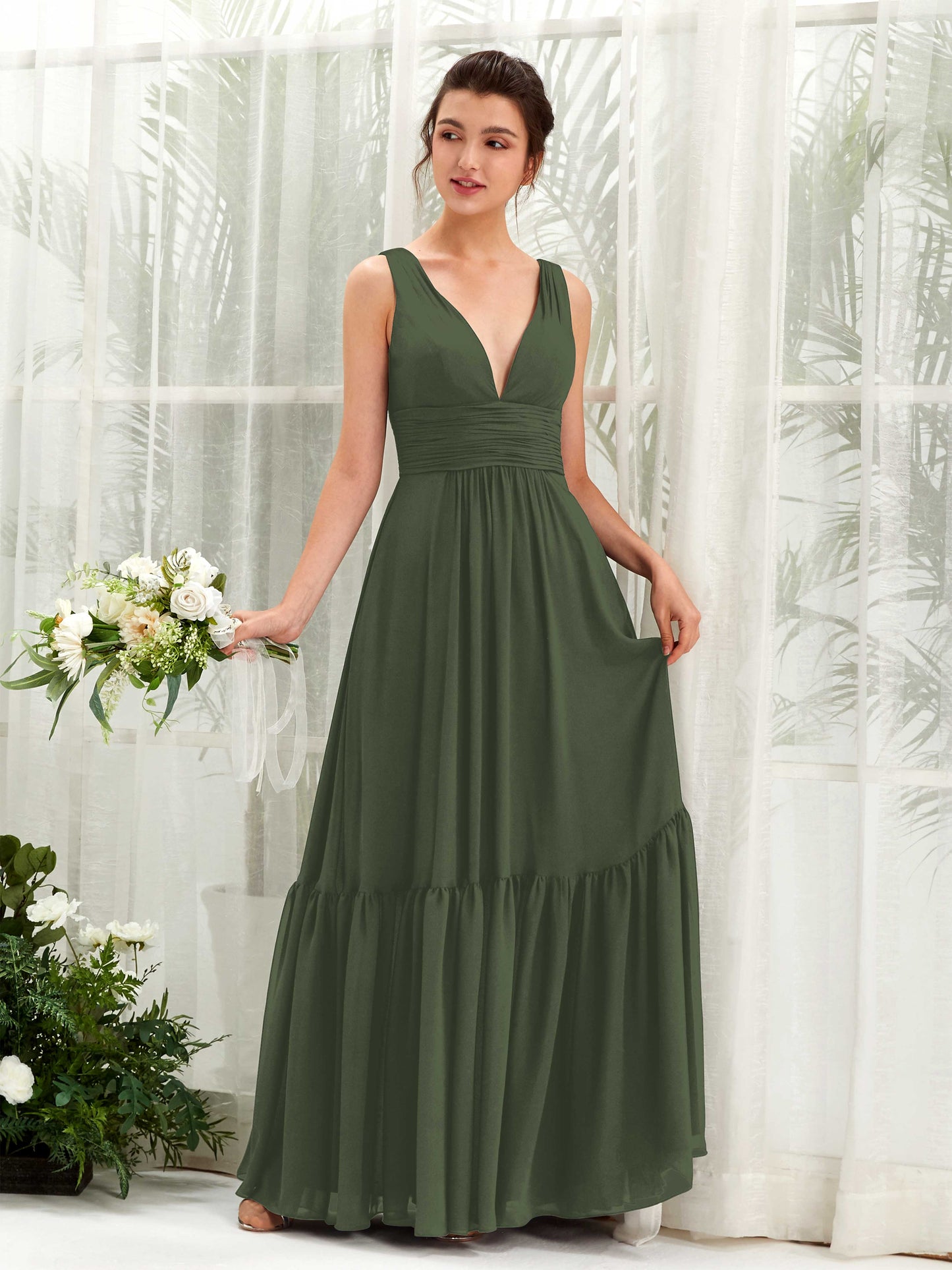 Alissa Martini Olive Sleeveless Maxi Dress