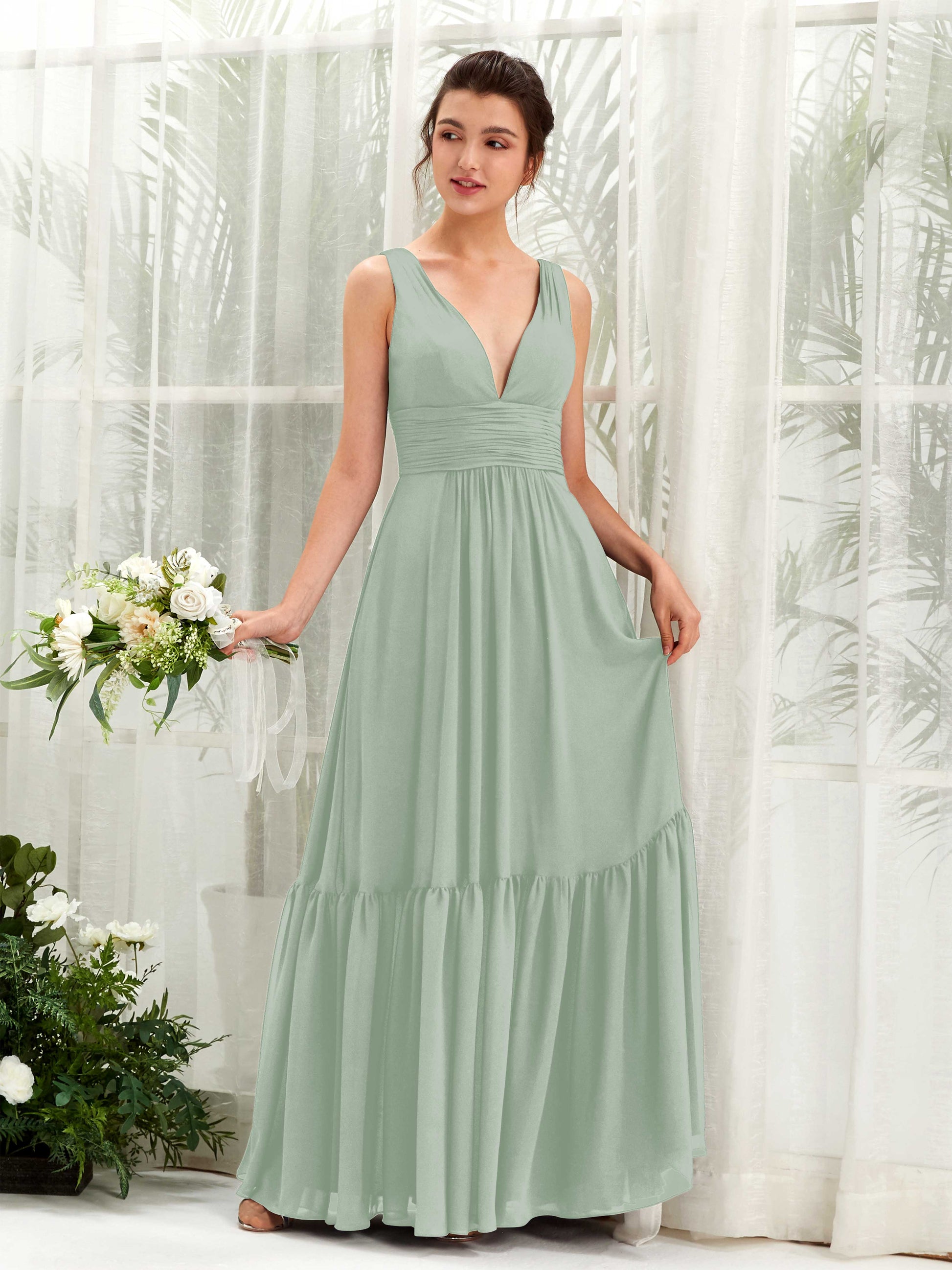 Alissa Sage Green Sleeveless Maxi Dress