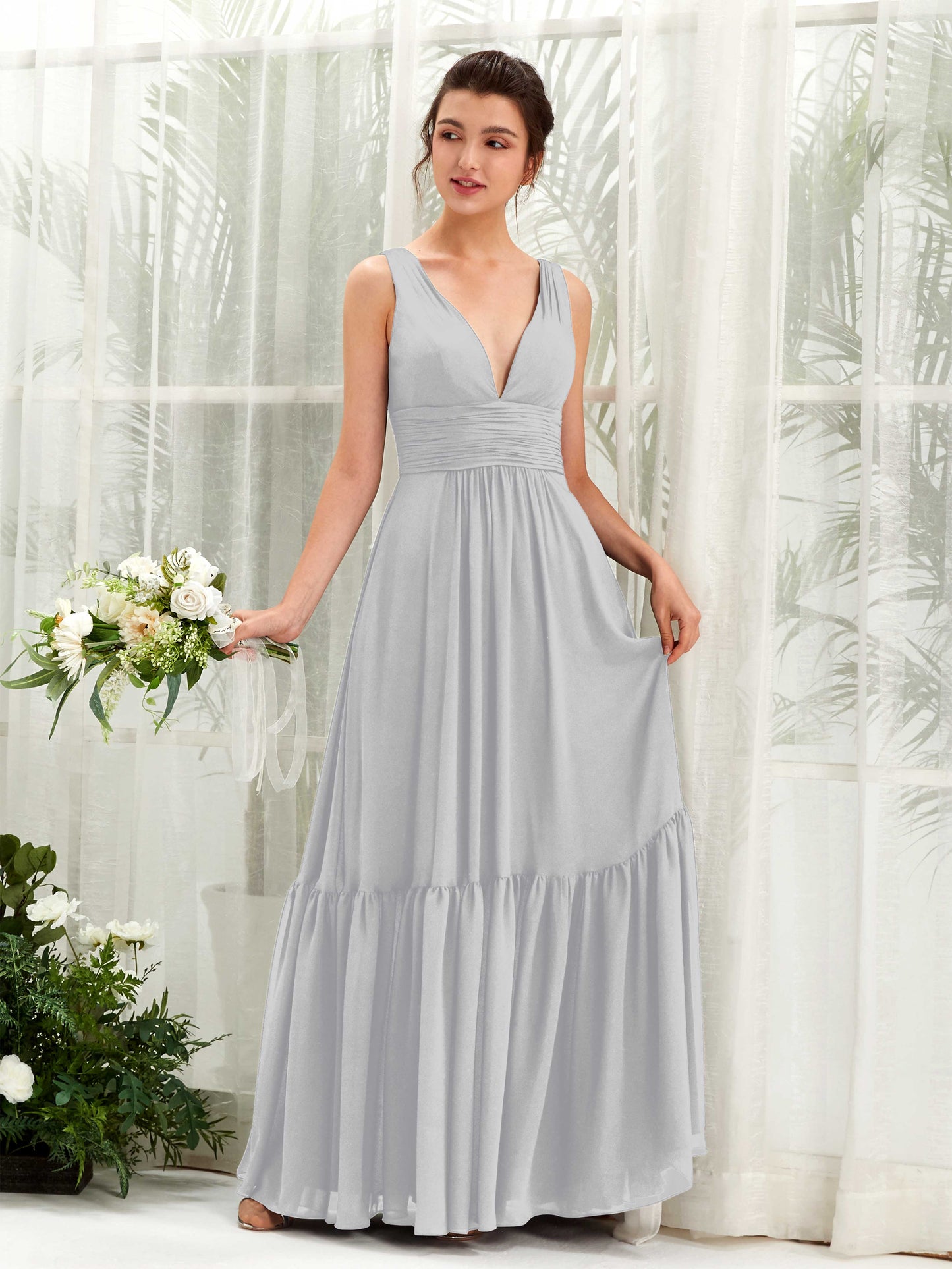 Alissa Silver Sleeveless Maxi Dress