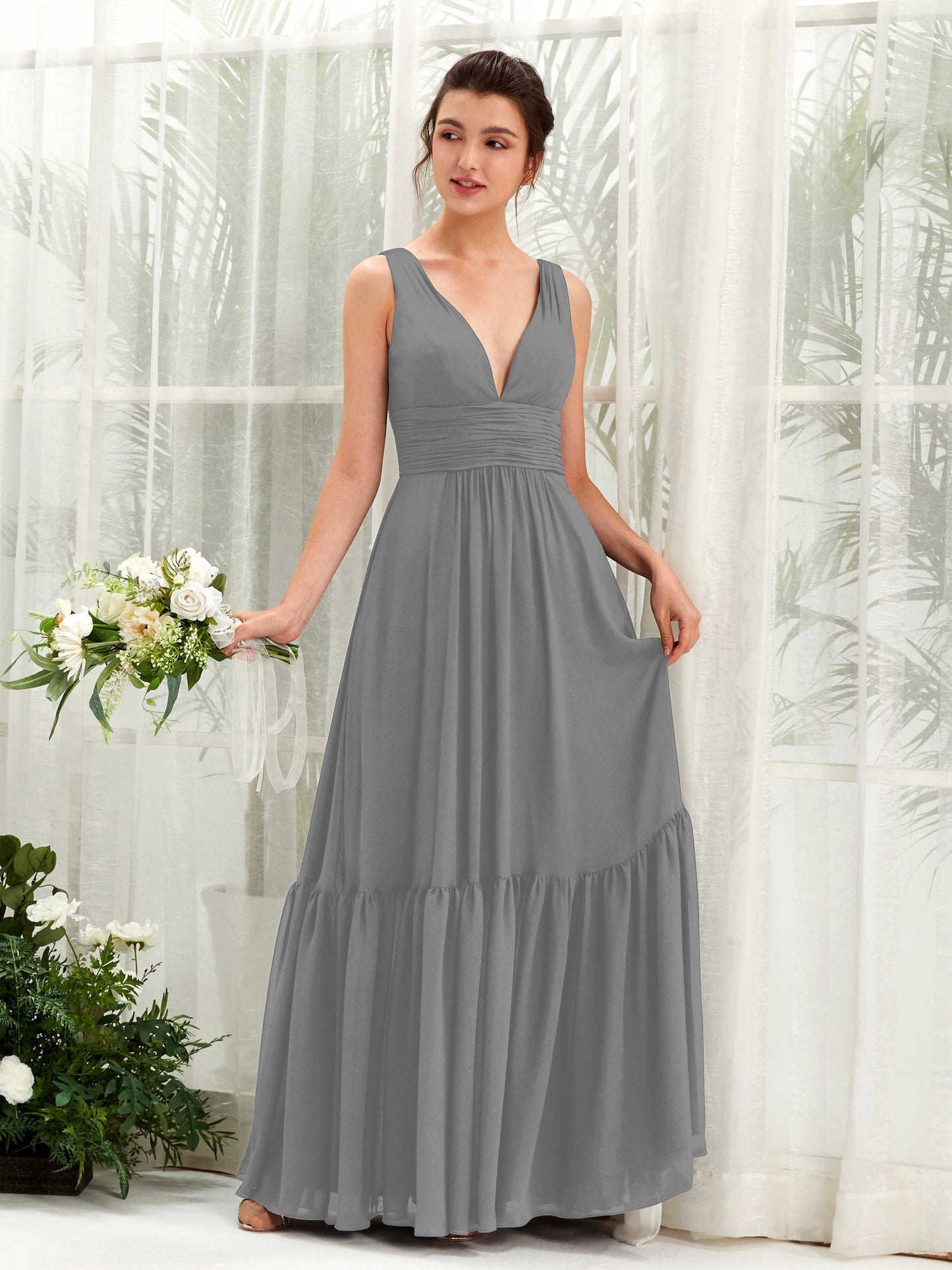 Alissa Steel Gray Sleeveless Maxi Dress