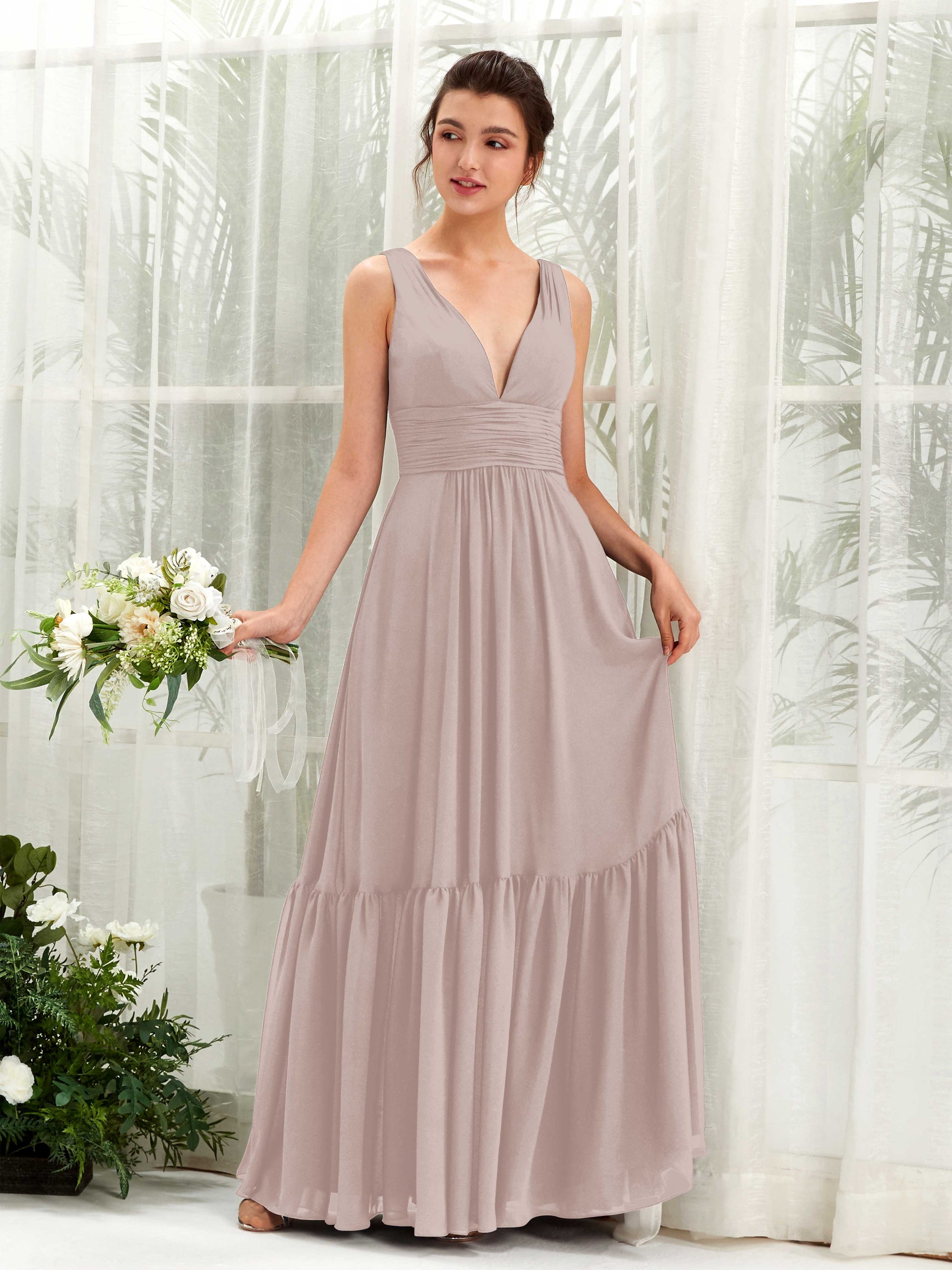 Alissa Taupe Sleeveless Maxi Dress