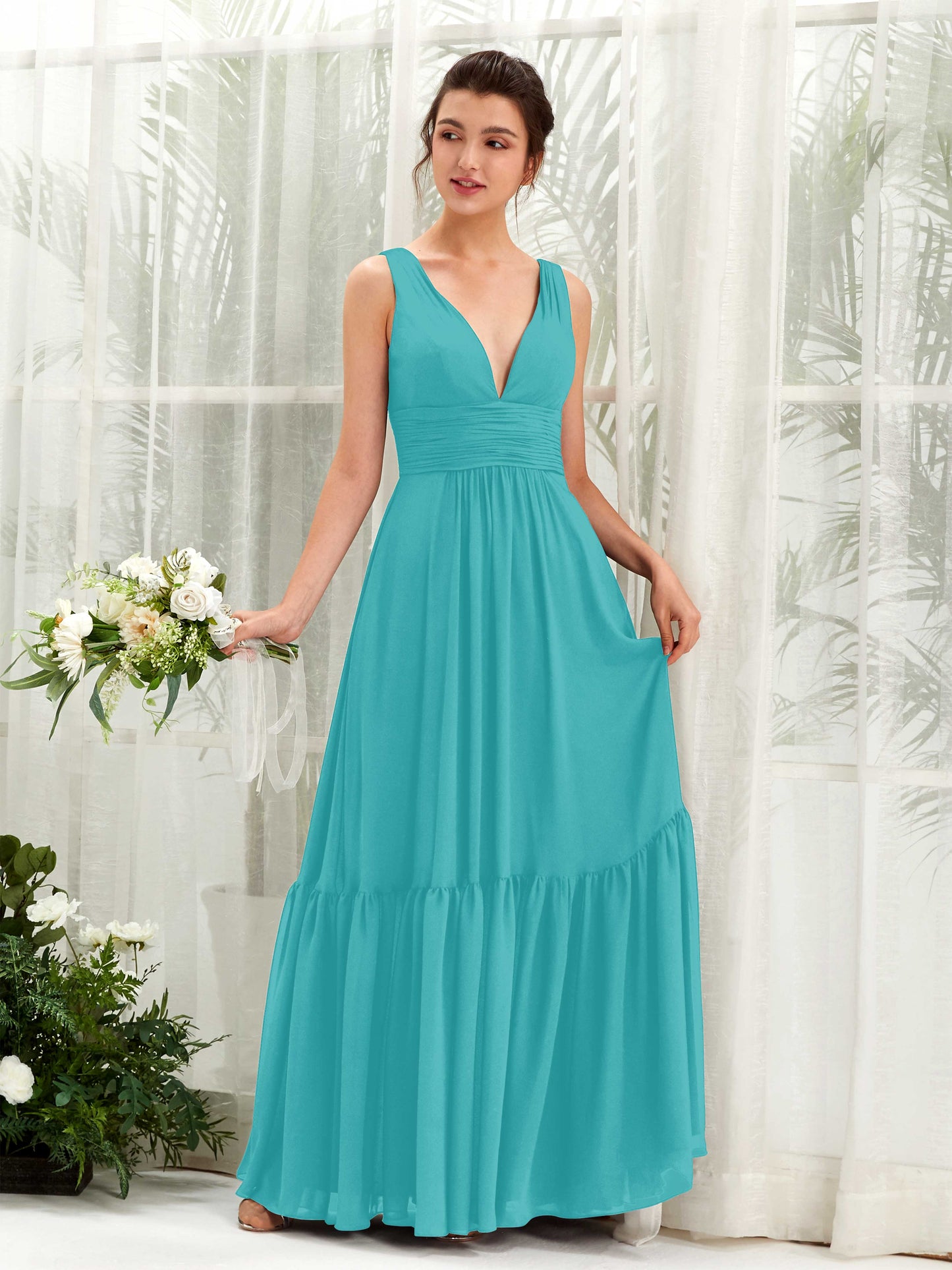 Alissa Turquoise Sleeveless Maxi Dress