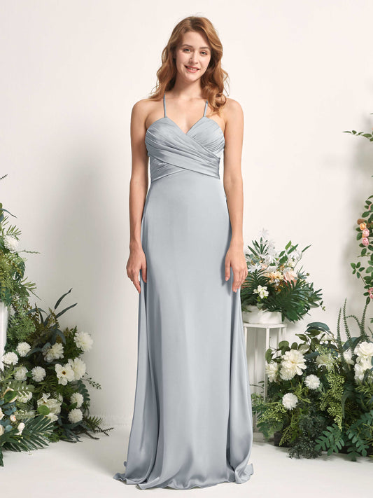 Allison Baby Blue Satin Sleeveless Maxi Dress