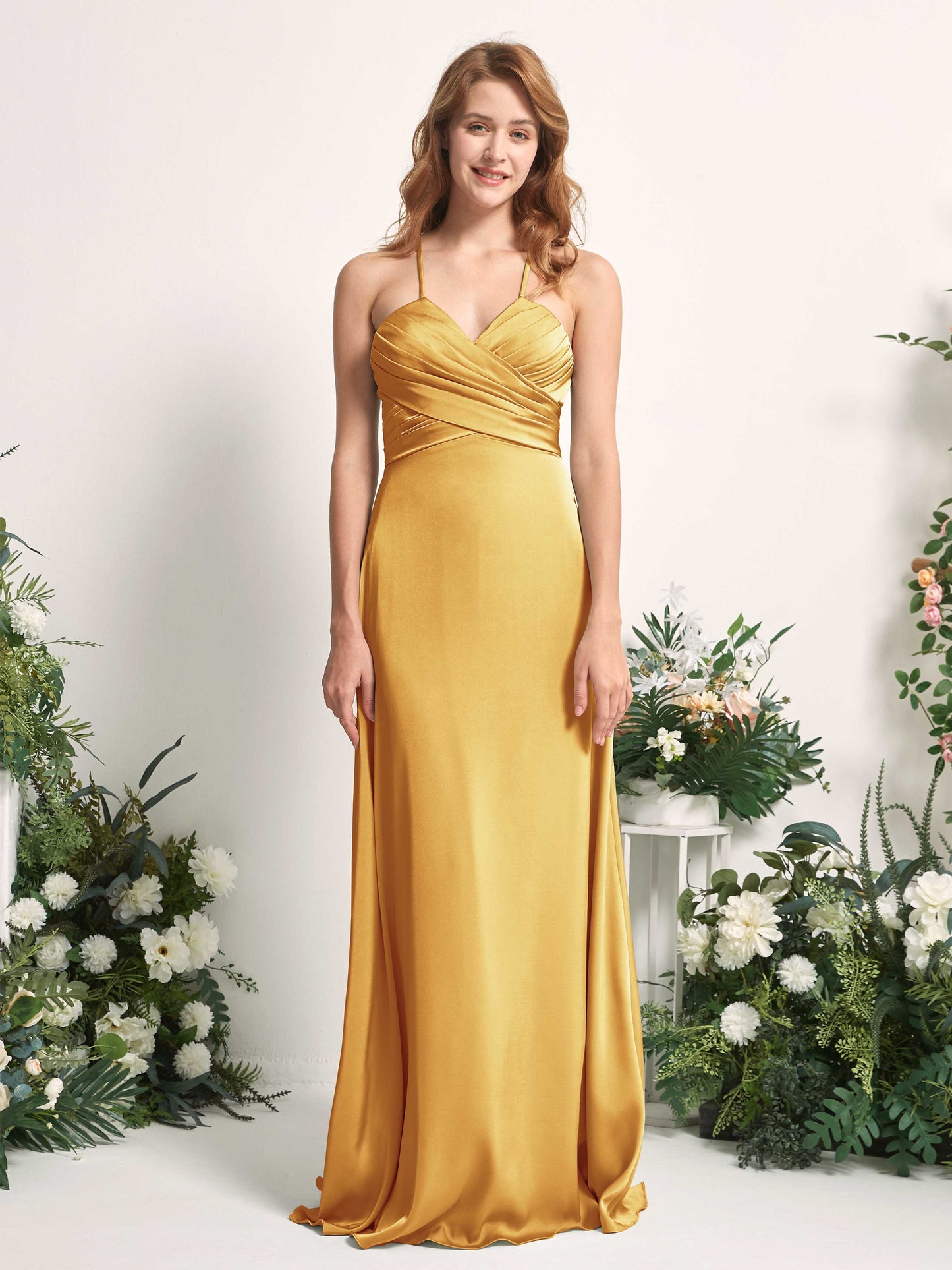 Allison Canary Satin Sleeveless Maxi Dress