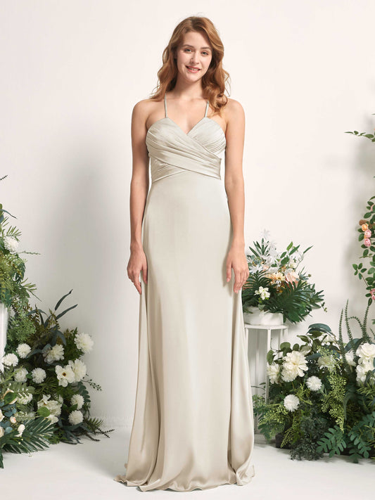 Allison Champagne Satin Sleeveless Maxi Dress