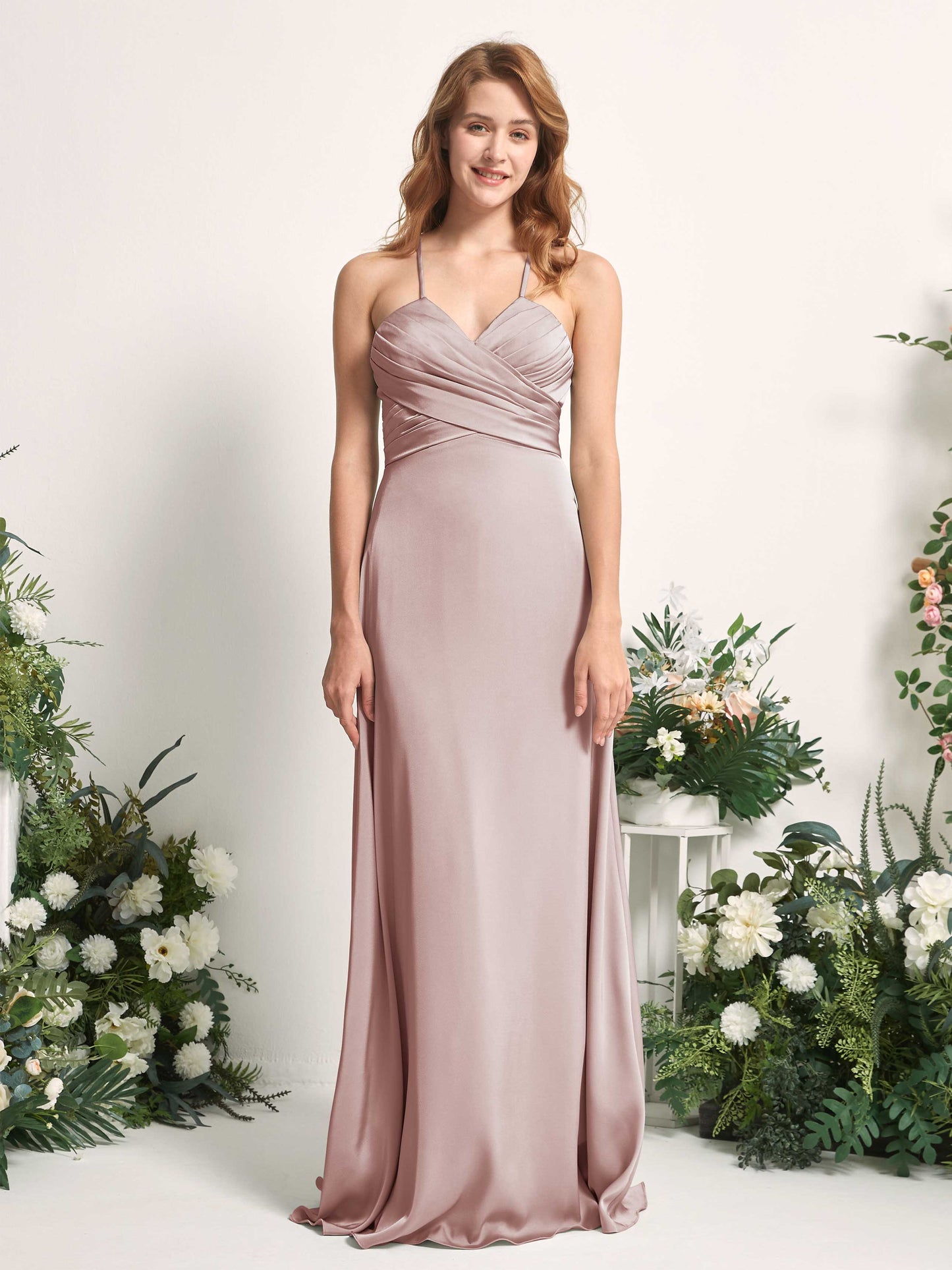 Allison Dusty Rose Satin Sleeveless Maxi Dress