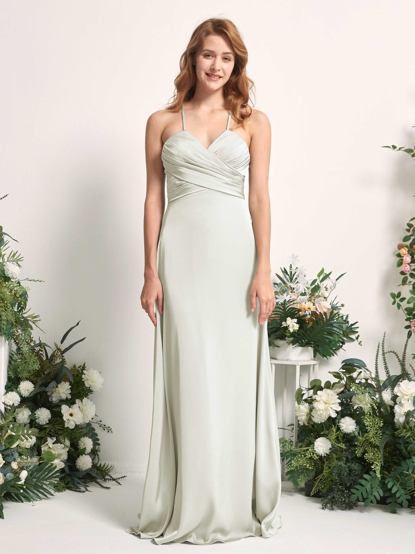 Allison Ivory Satin Sleeveless Maxi Dress