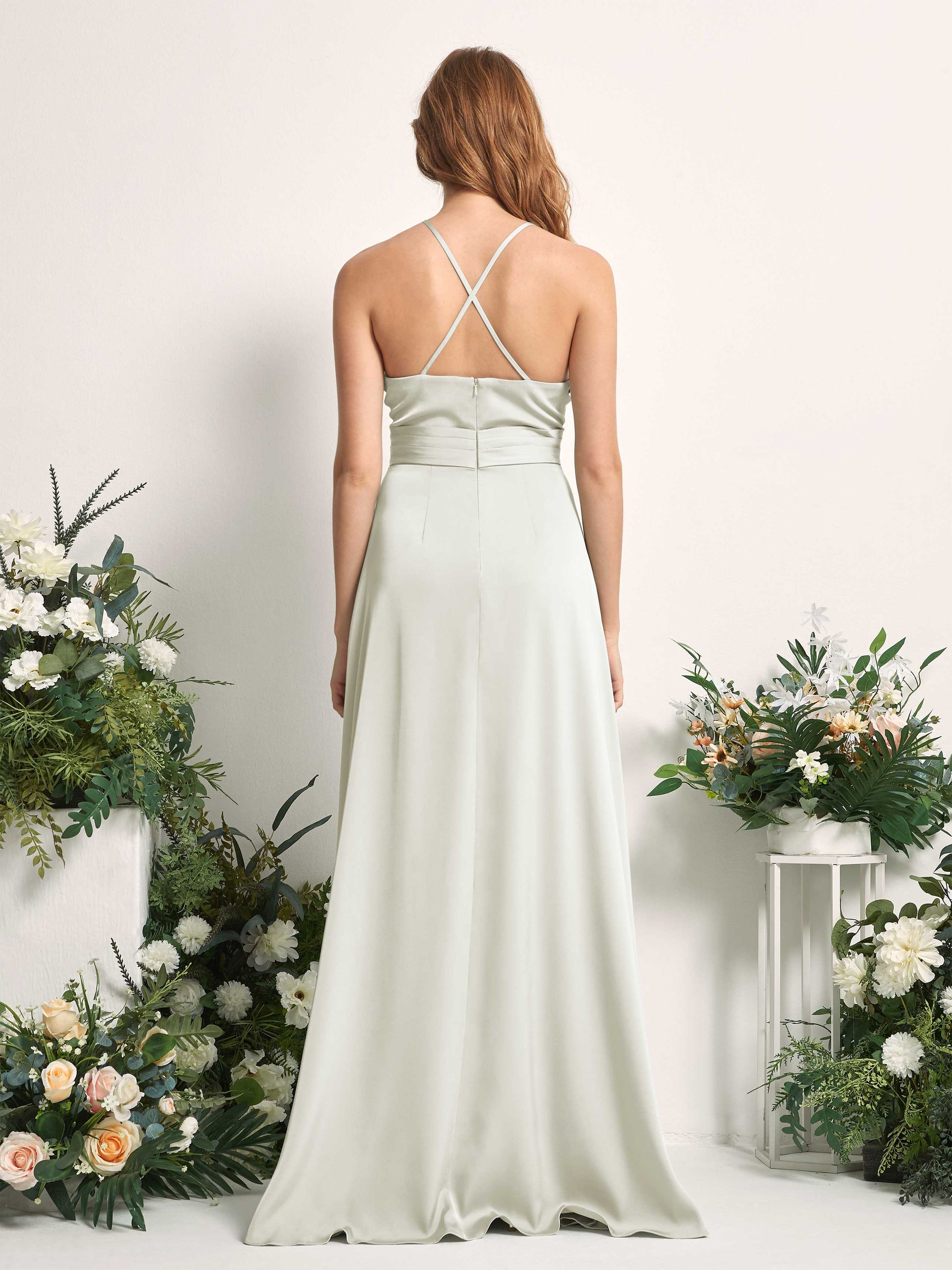 Allison Ivory Satin Sleeveless Maxi Dress