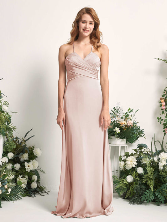 Allison Pearl Pink Satin Sleeveless Maxi Dress