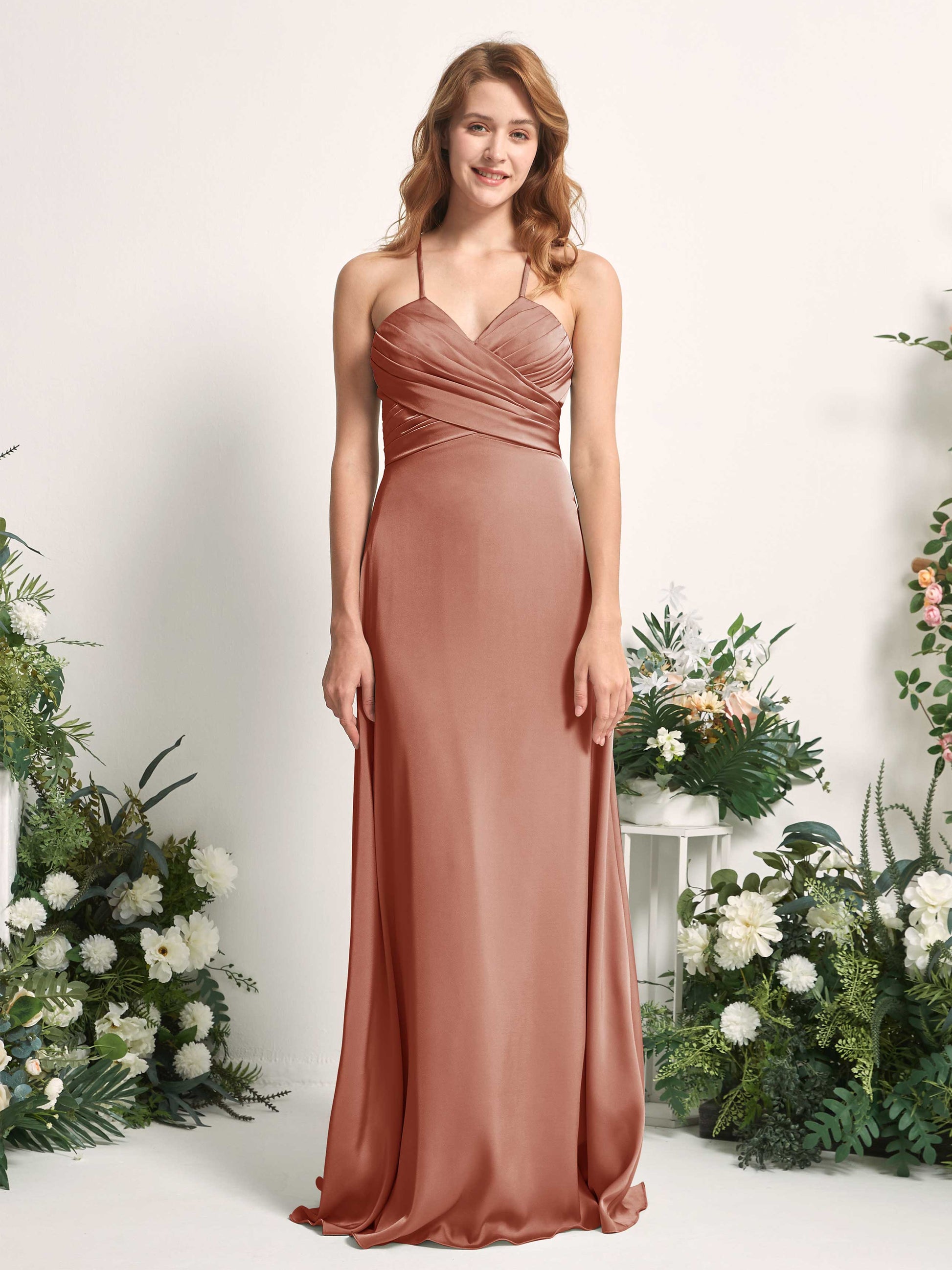 Allison Raw Sienna Satin Sleeveless Maxi Dress