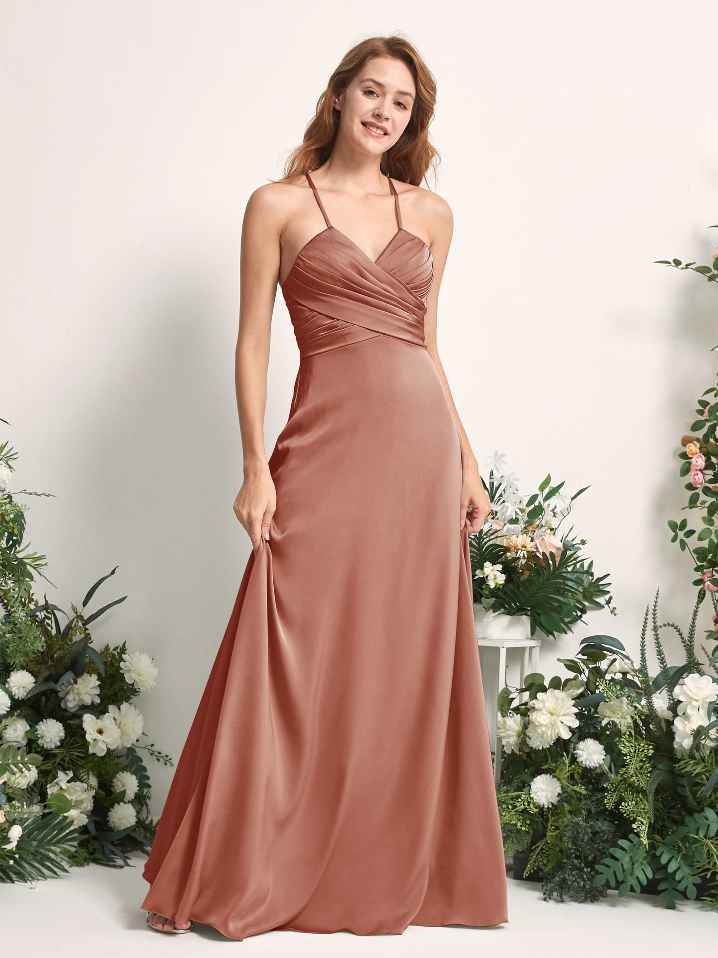 Allison Raw Sienna Satin Sleeveless Maxi Dress