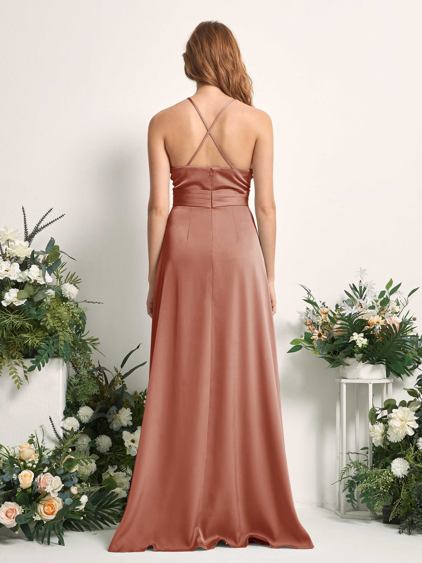 Allison Raw Sienna Satin Sleeveless Maxi Dress