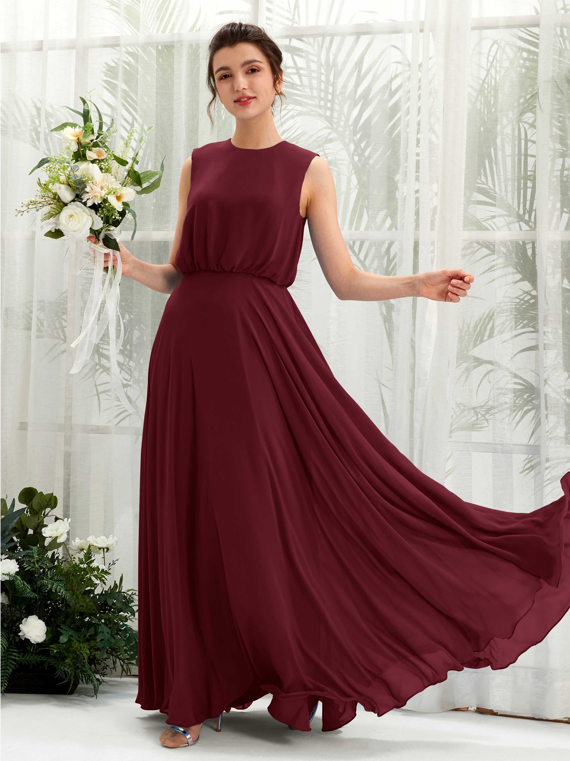 Alma Burgundy Sleeveless Maxi Dress