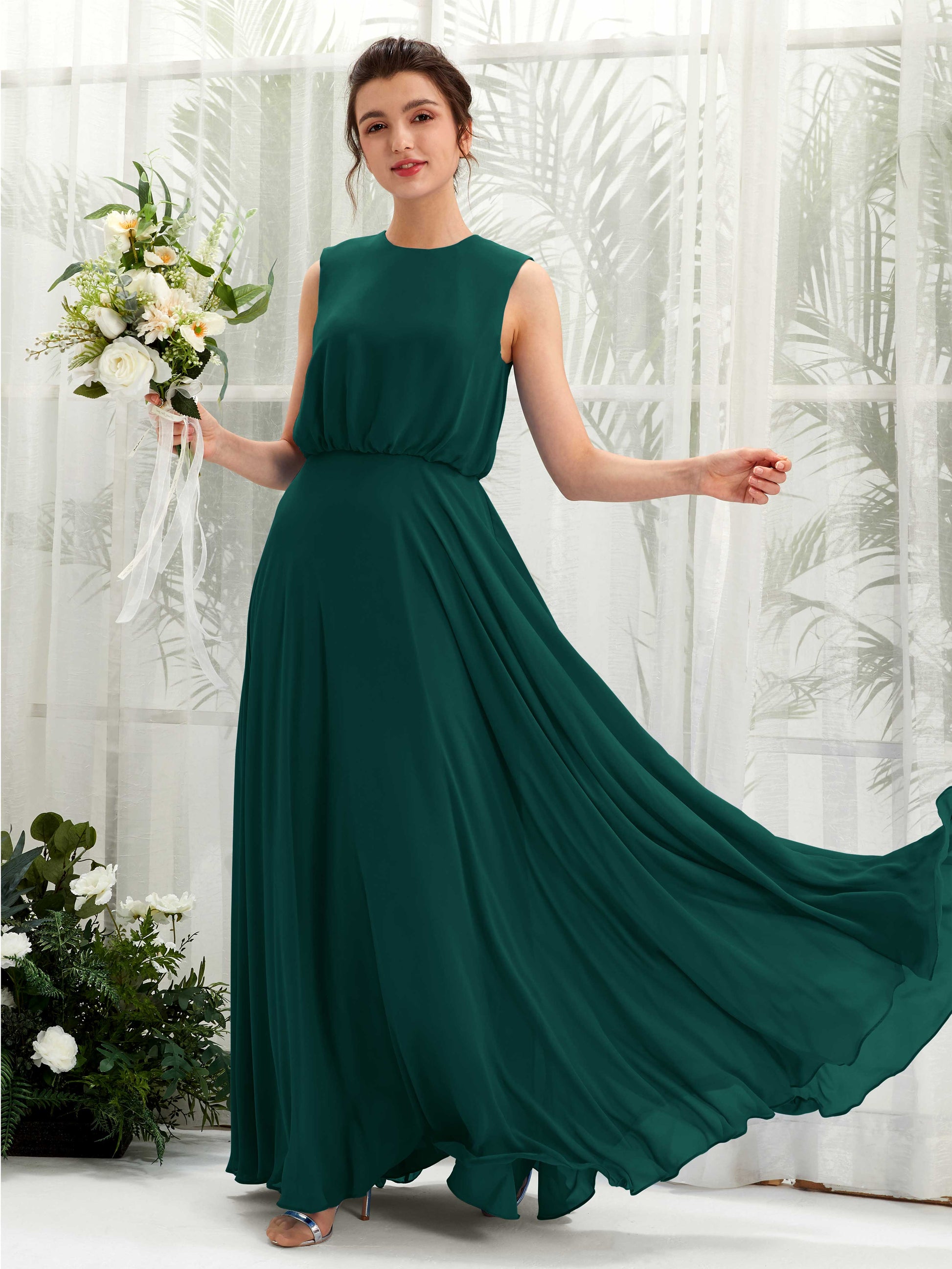 Alma Dark Emerald Sleeveless Maxi Dress