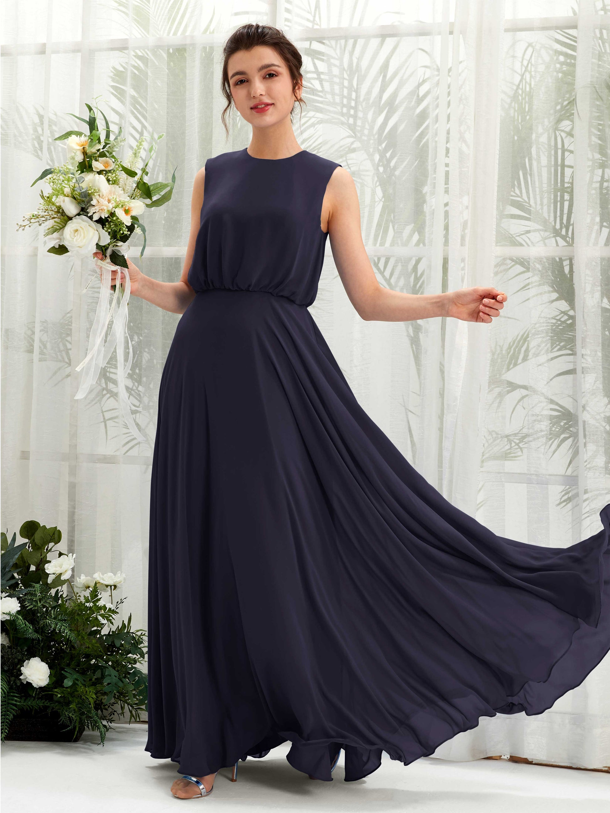 Alma Dark Navy Sleeveless Maxi Dress