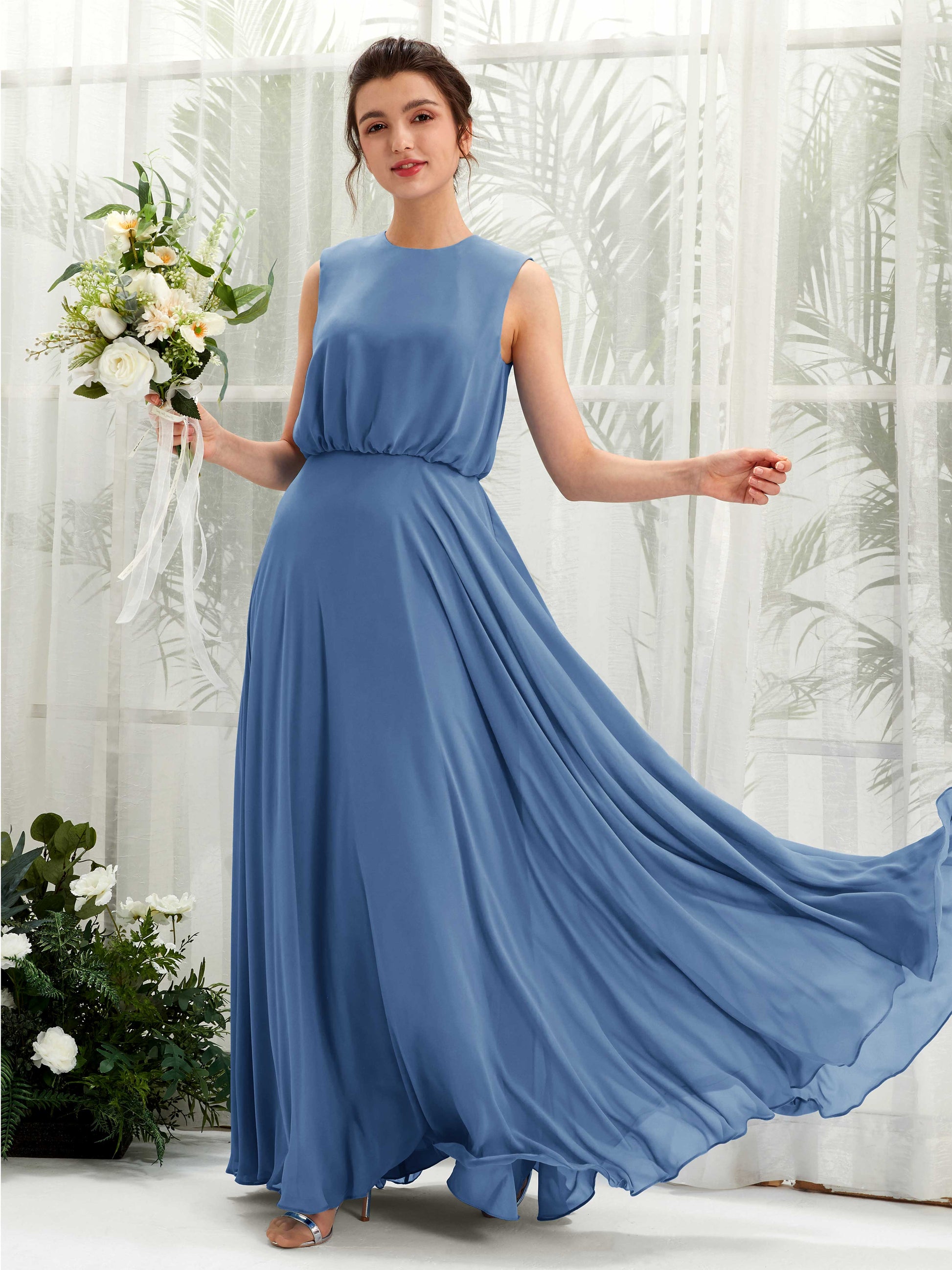 Alma Dusty Blue Sleeveless Maxi Dress