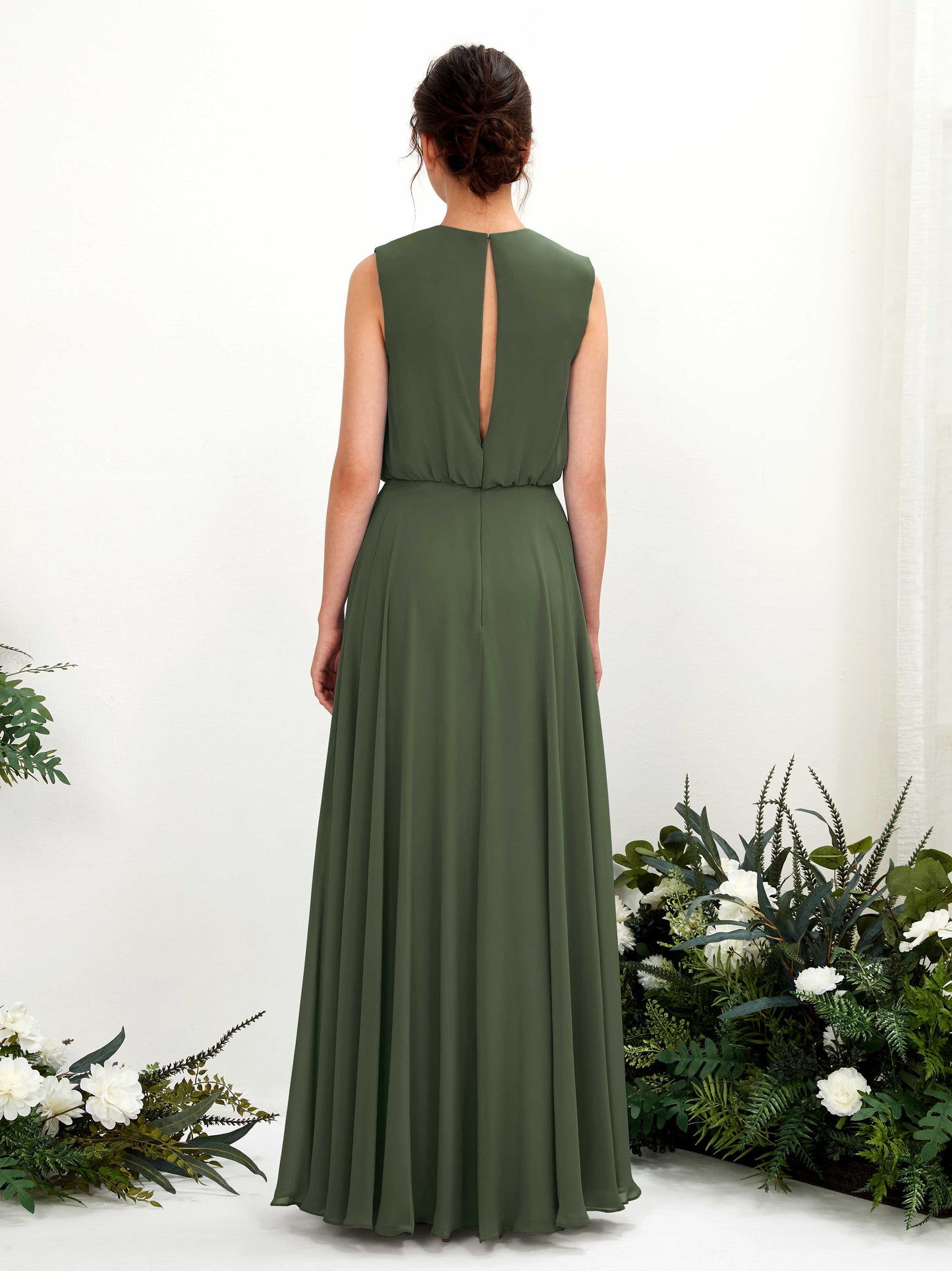 Alma Martini Olive Sleeveless Maxi Dress