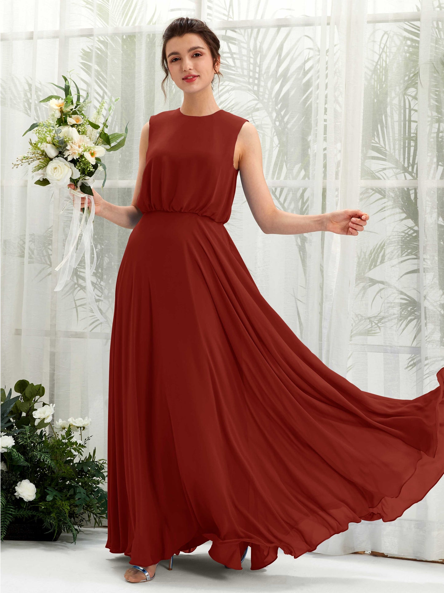 Alma Rust Sleeveless Maxi Dress