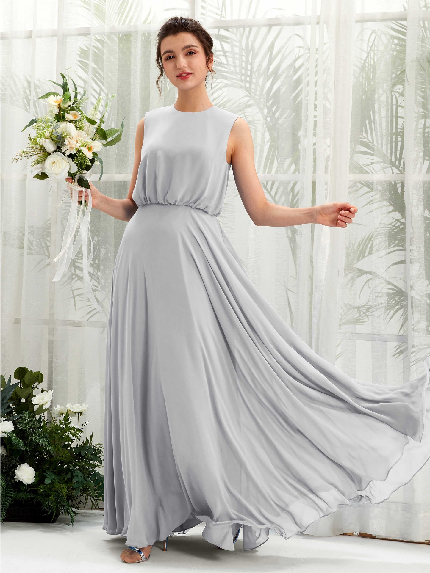 Alma Silver Sleeveless Maxi Dress