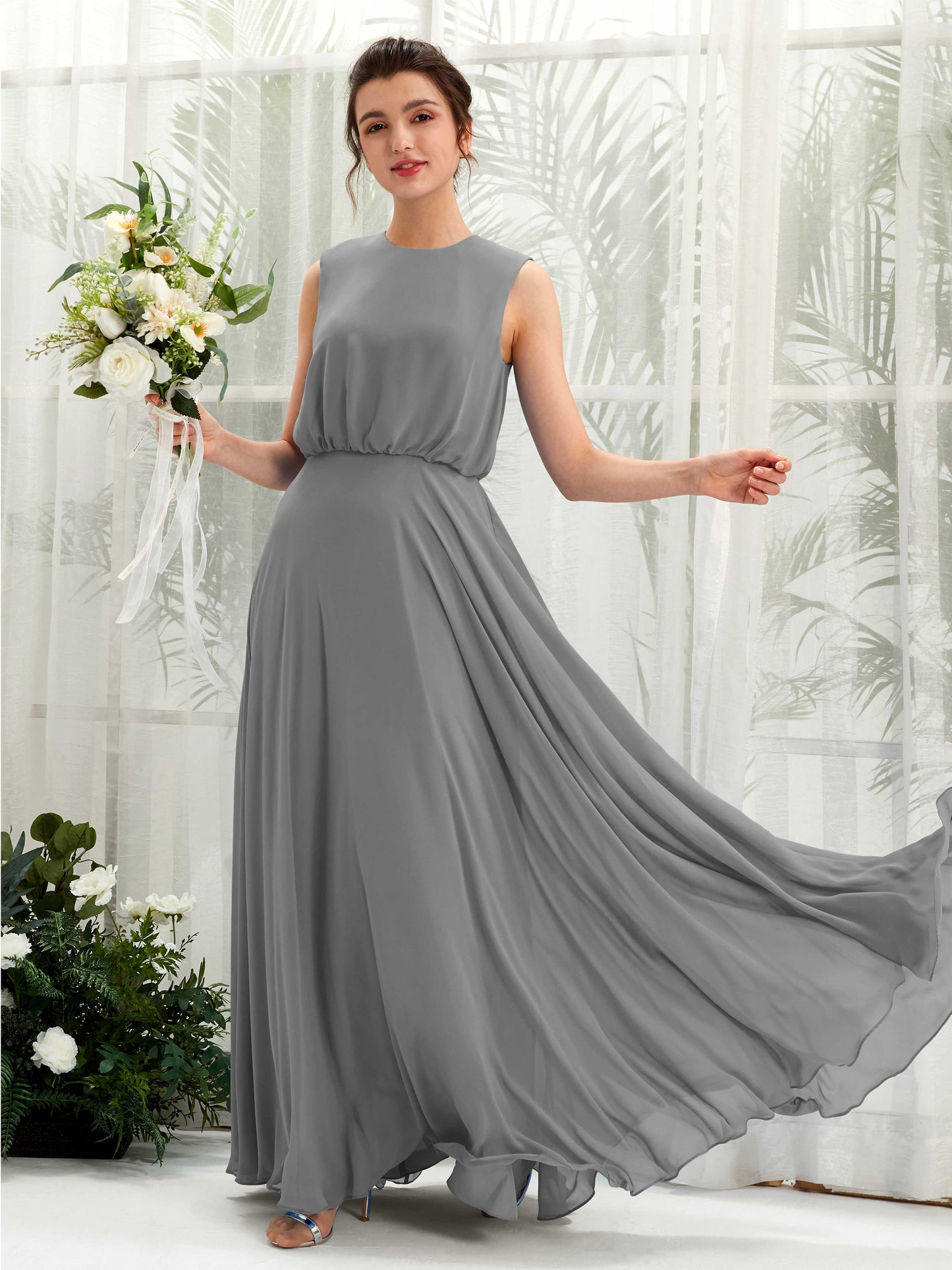 Alma Steel Gray Sleeveless Maxi Dress