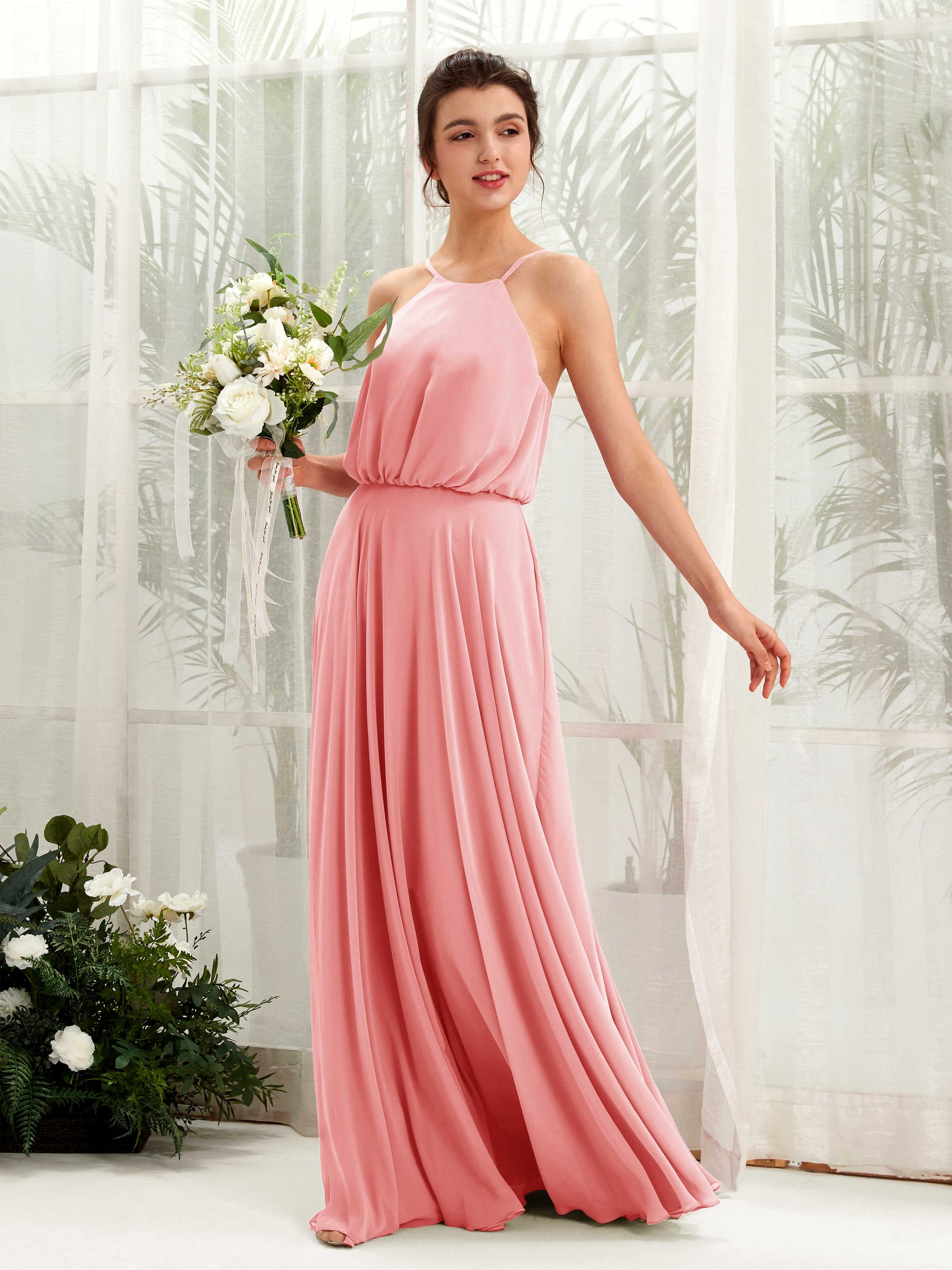 Alva Ballet Pink Halter Maxi Dress