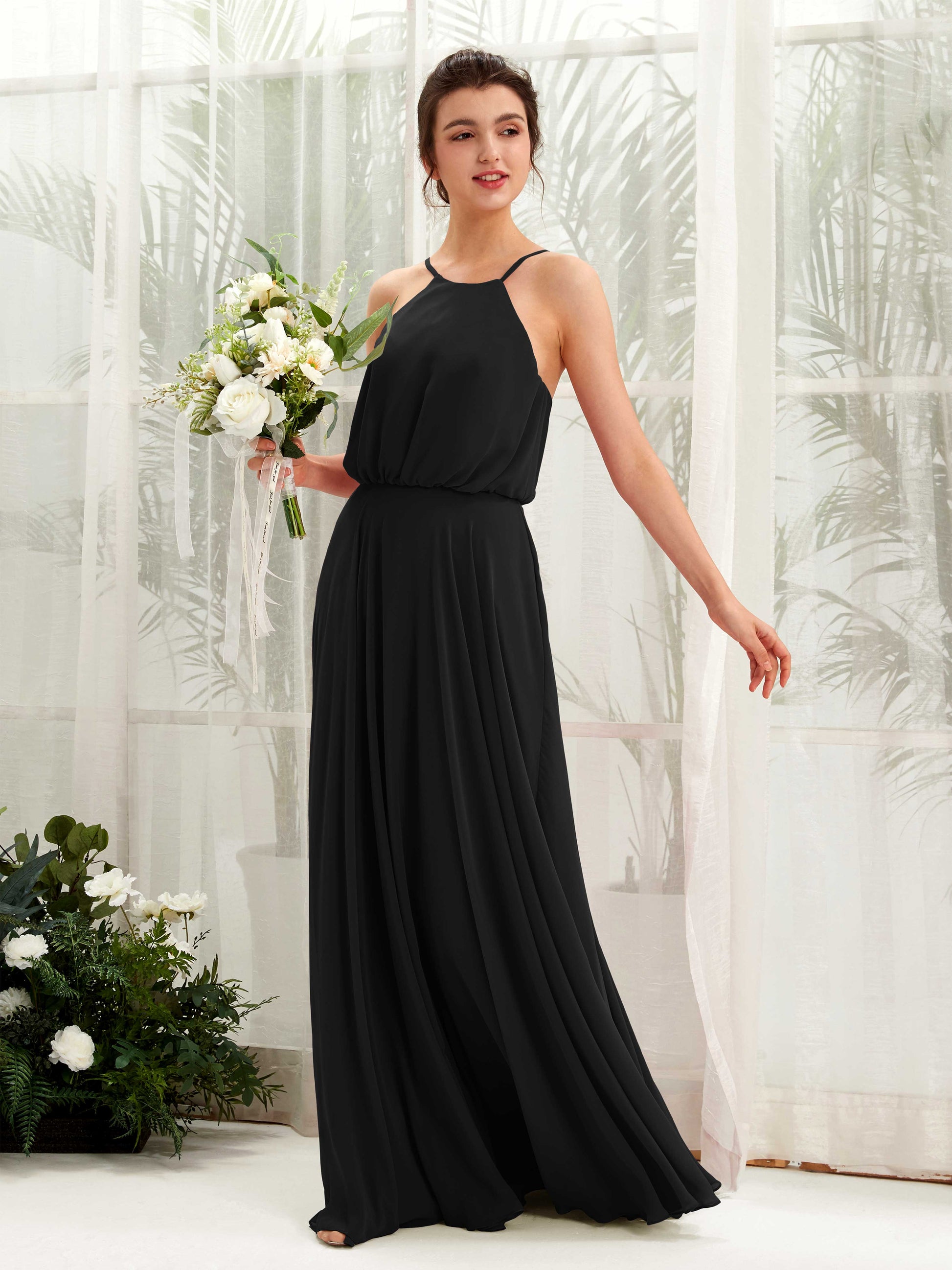 Alva Black Halter Maxi Dress