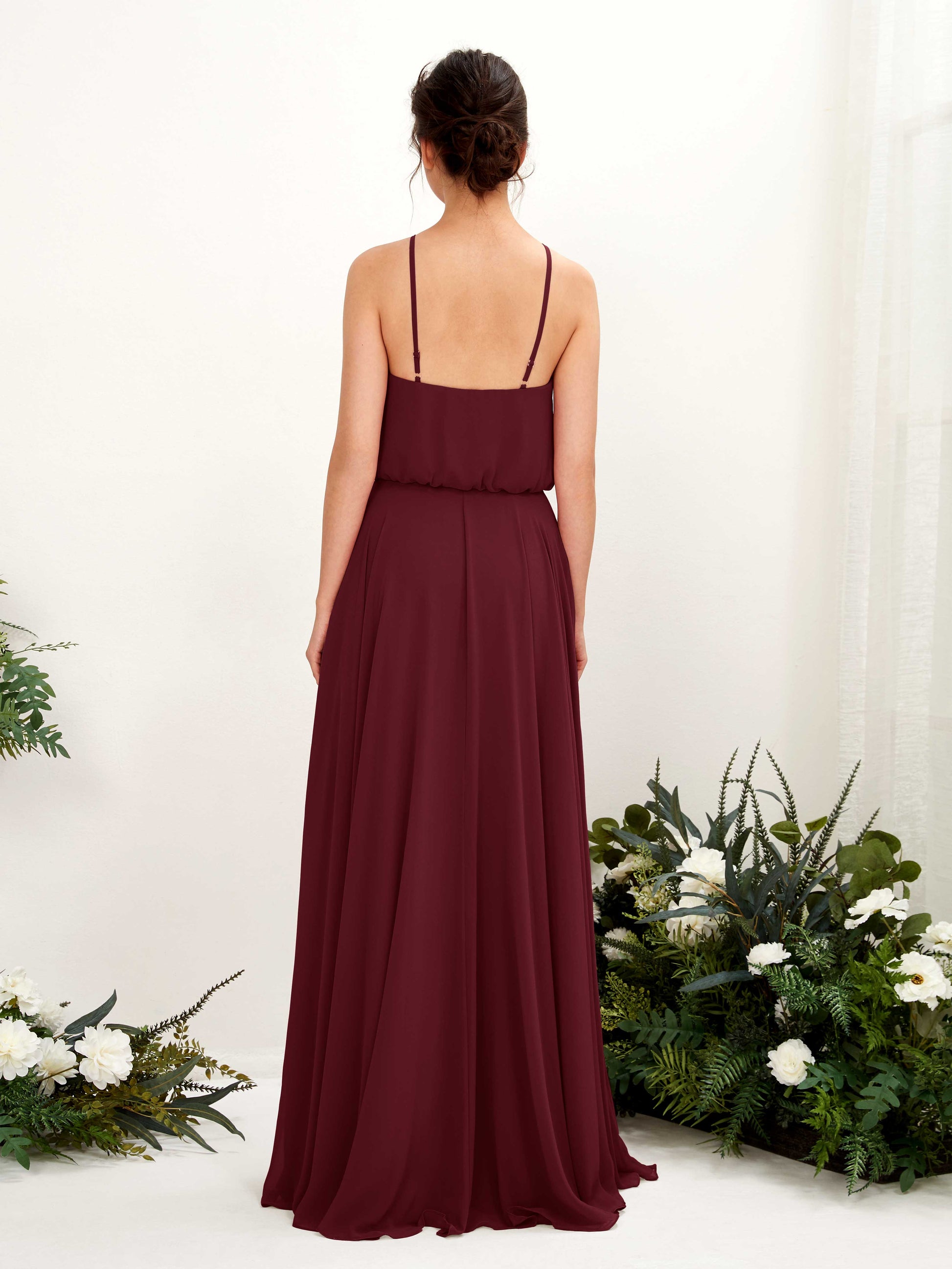 Alva Burgundy Halter Maxi Dress