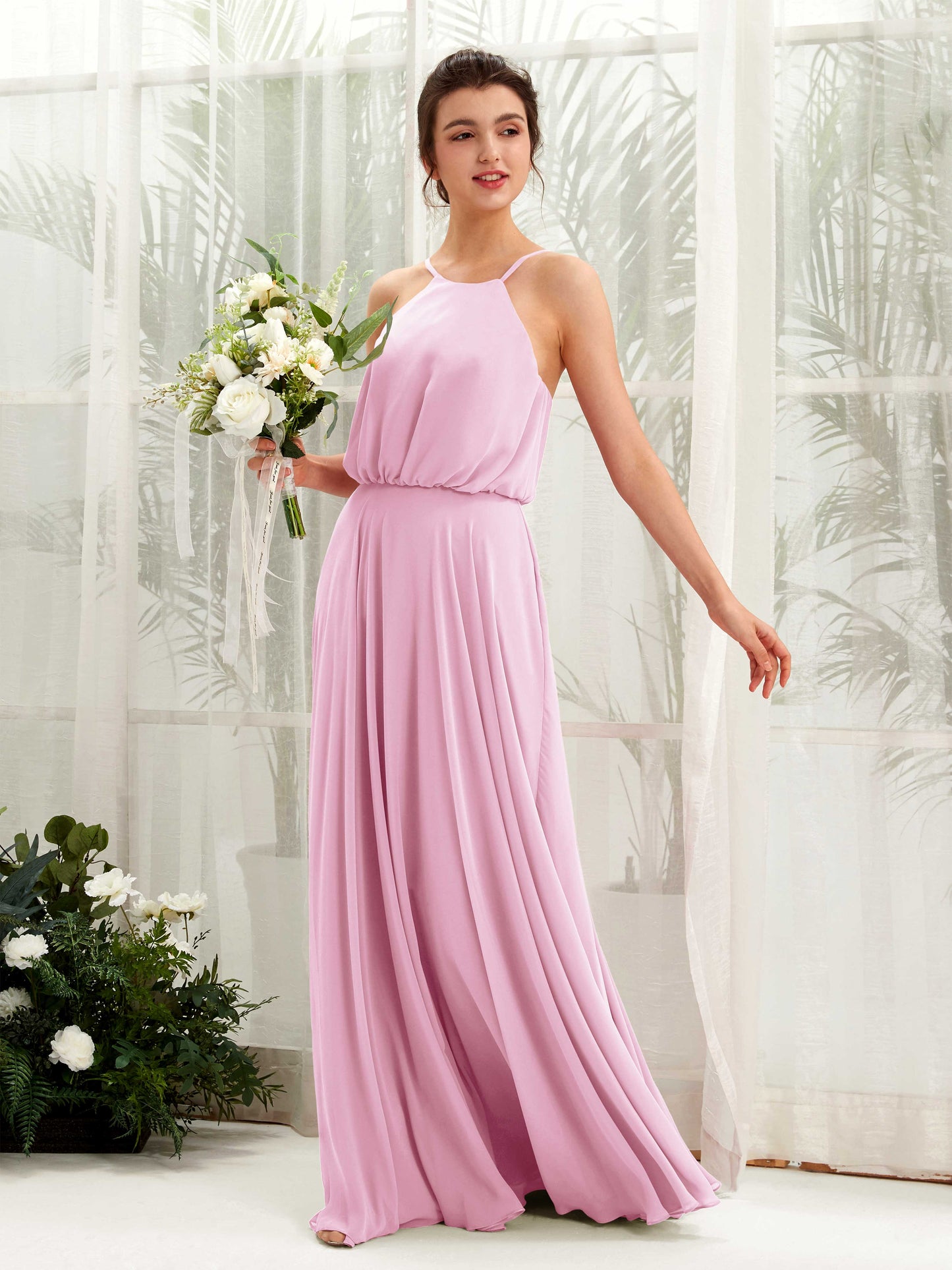 Alva Candy Pink Halter Maxi Dress