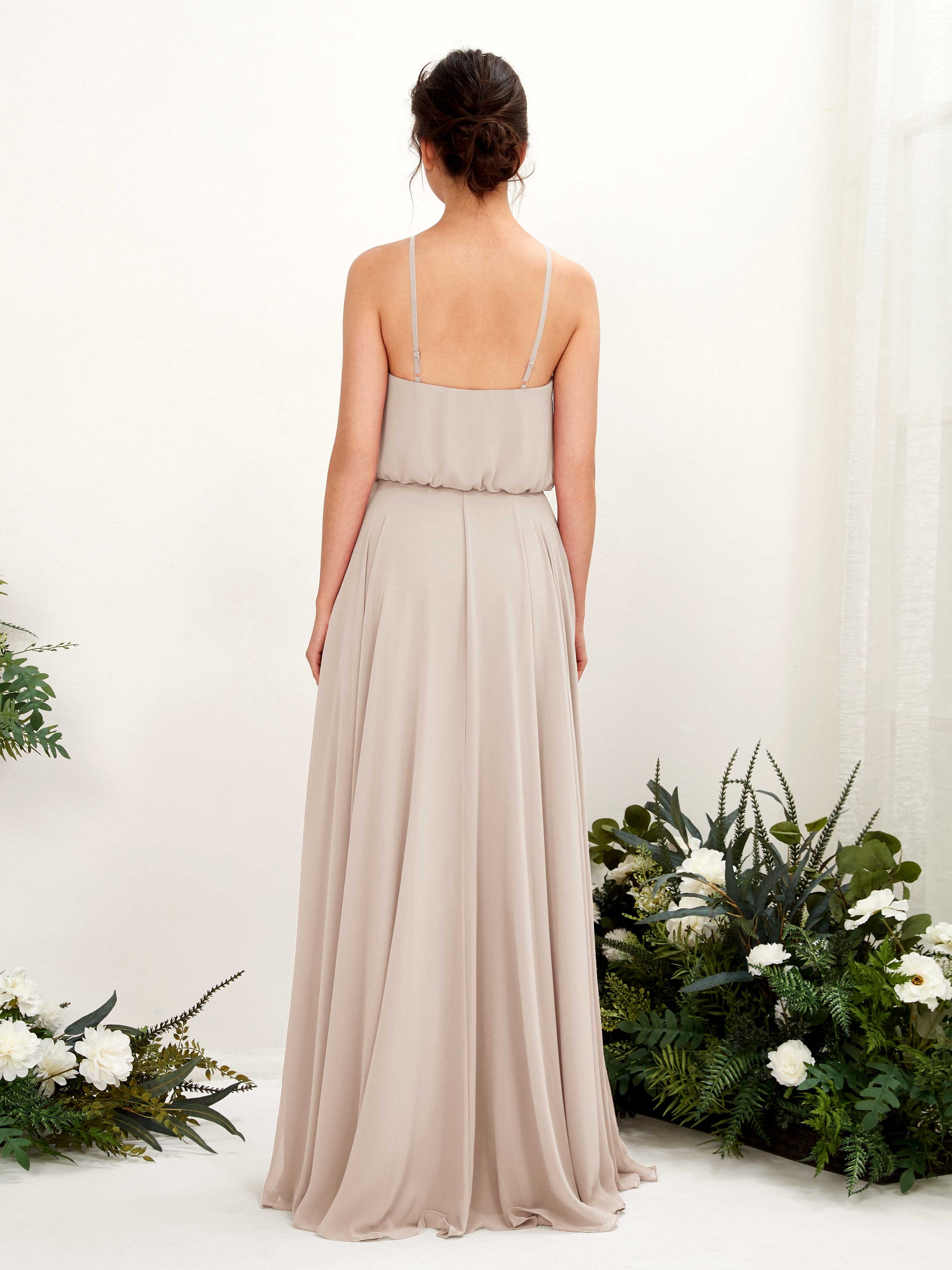 Alva Champagne Halter Maxi Dress