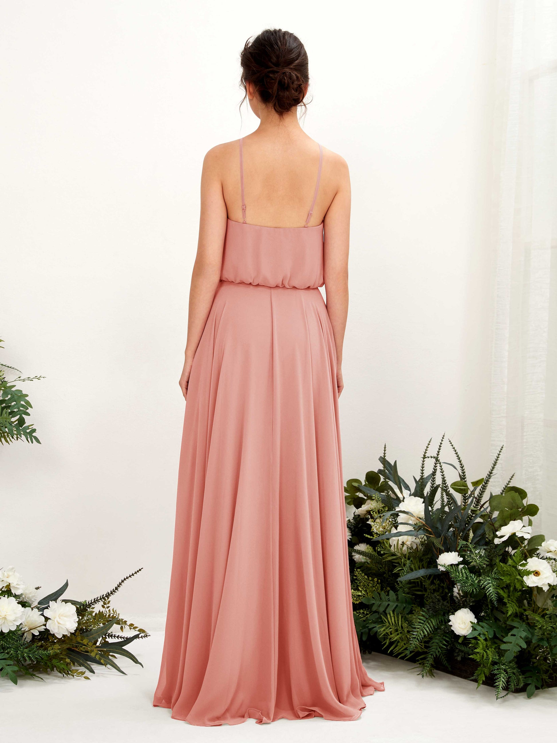 Alva Champagne Rose Halter Maxi Dress