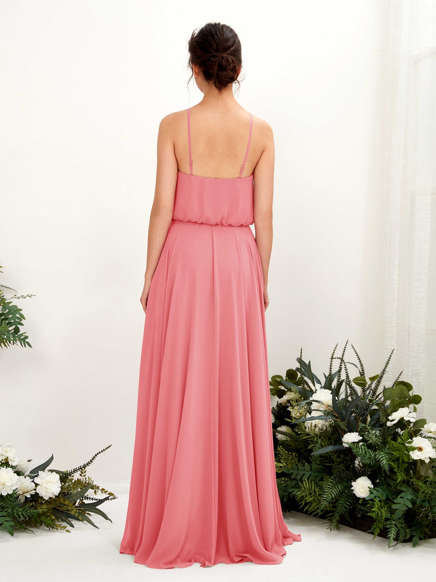 Alva Coral Pink Halter Maxi Dress