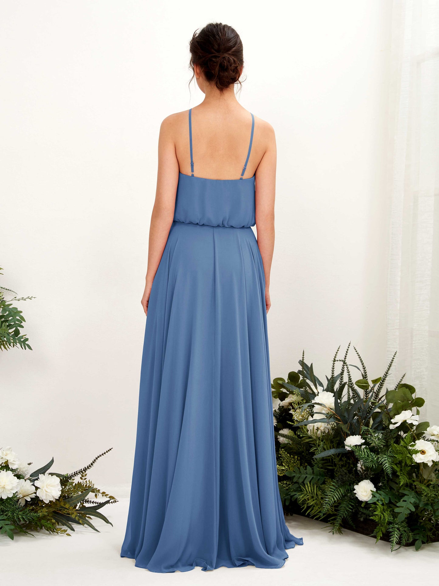 Alva Dusty Blue Halter Maxi Dress