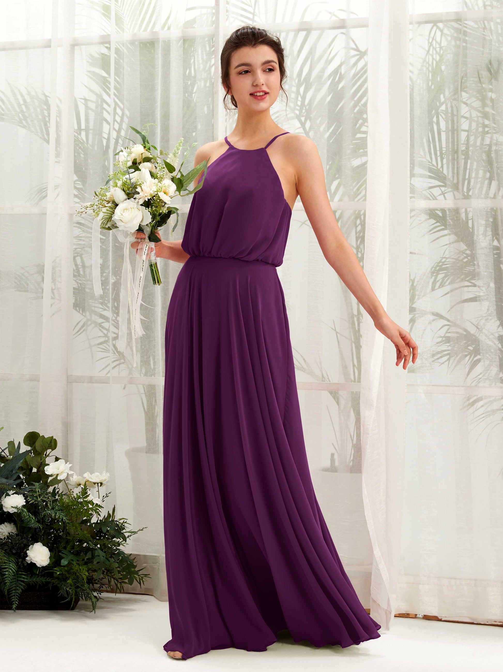 Alva Grape Halter Maxi Dress