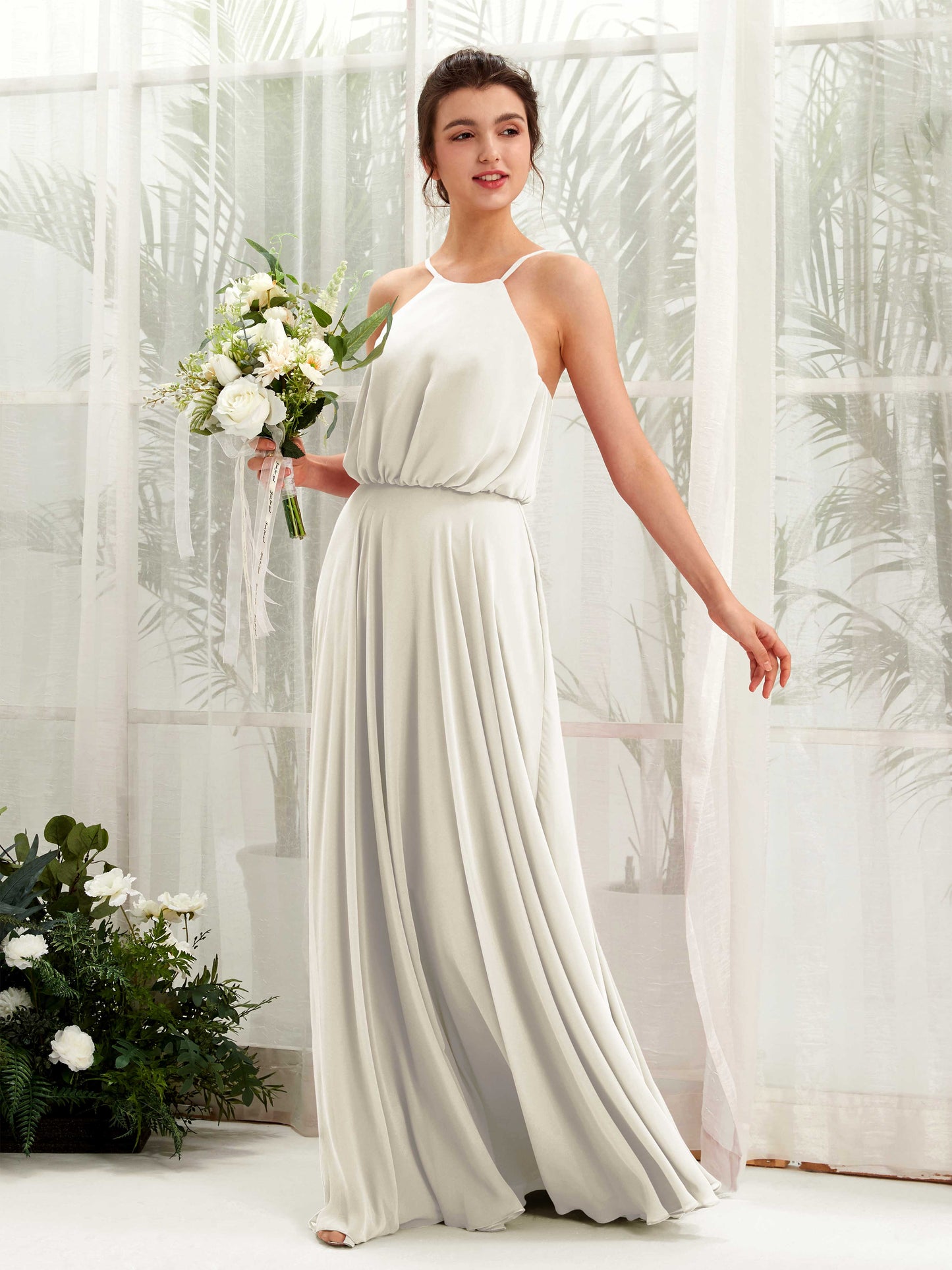 Alva Ivory Halter Maxi Dress