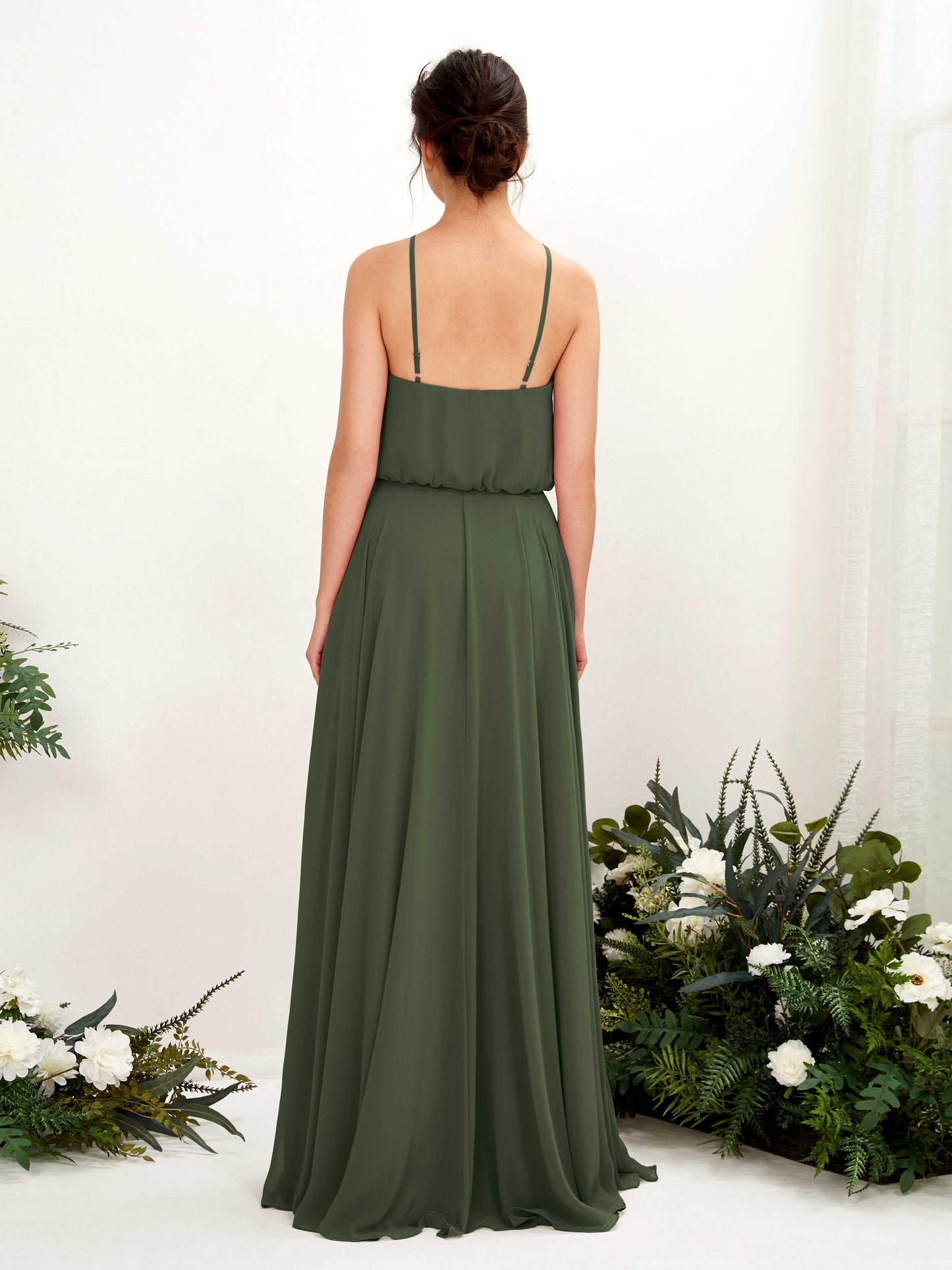 Alva Martini Olive Halter Maxi Dress