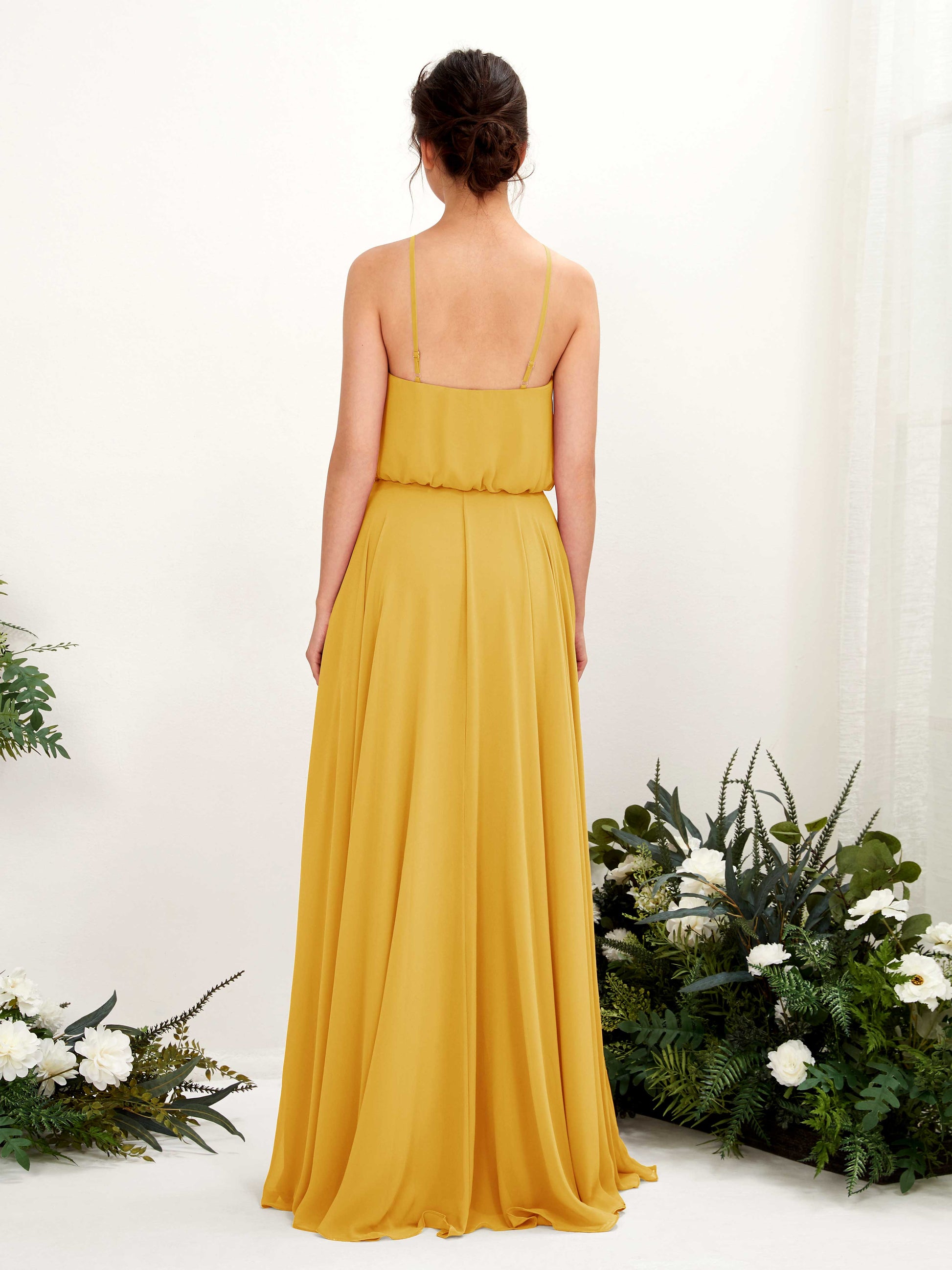 Alva Mustard Yellow Halter Maxi Dress