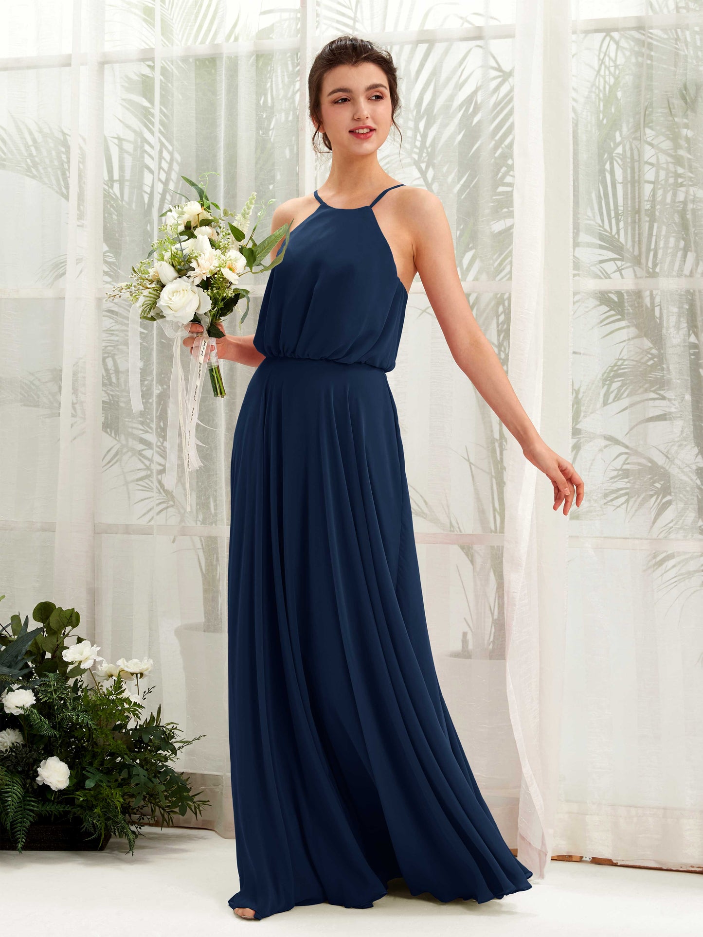 Alva Navy Halter Maxi Dress