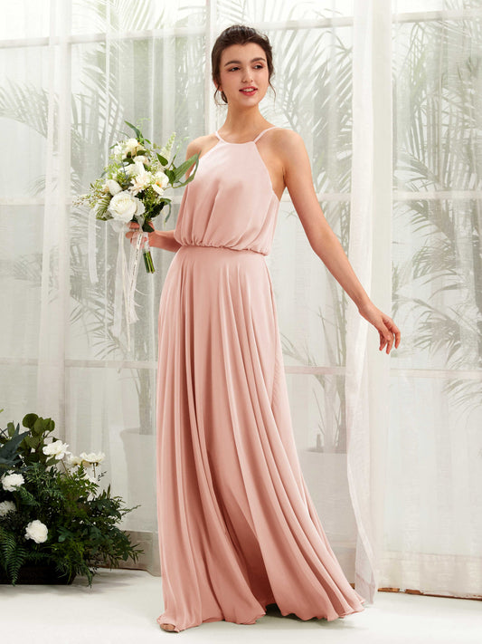 Alva Pearl Pink Halter Maxi Dress