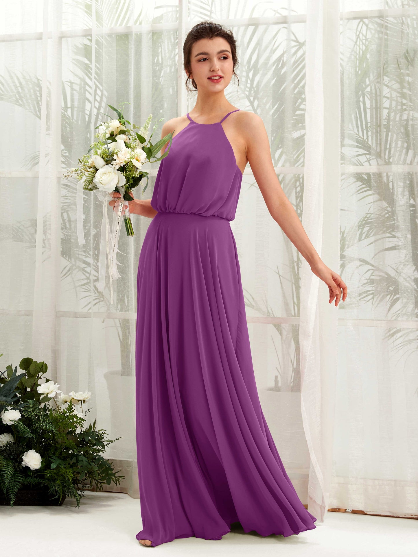 Alva Purple Halter Maxi Dress